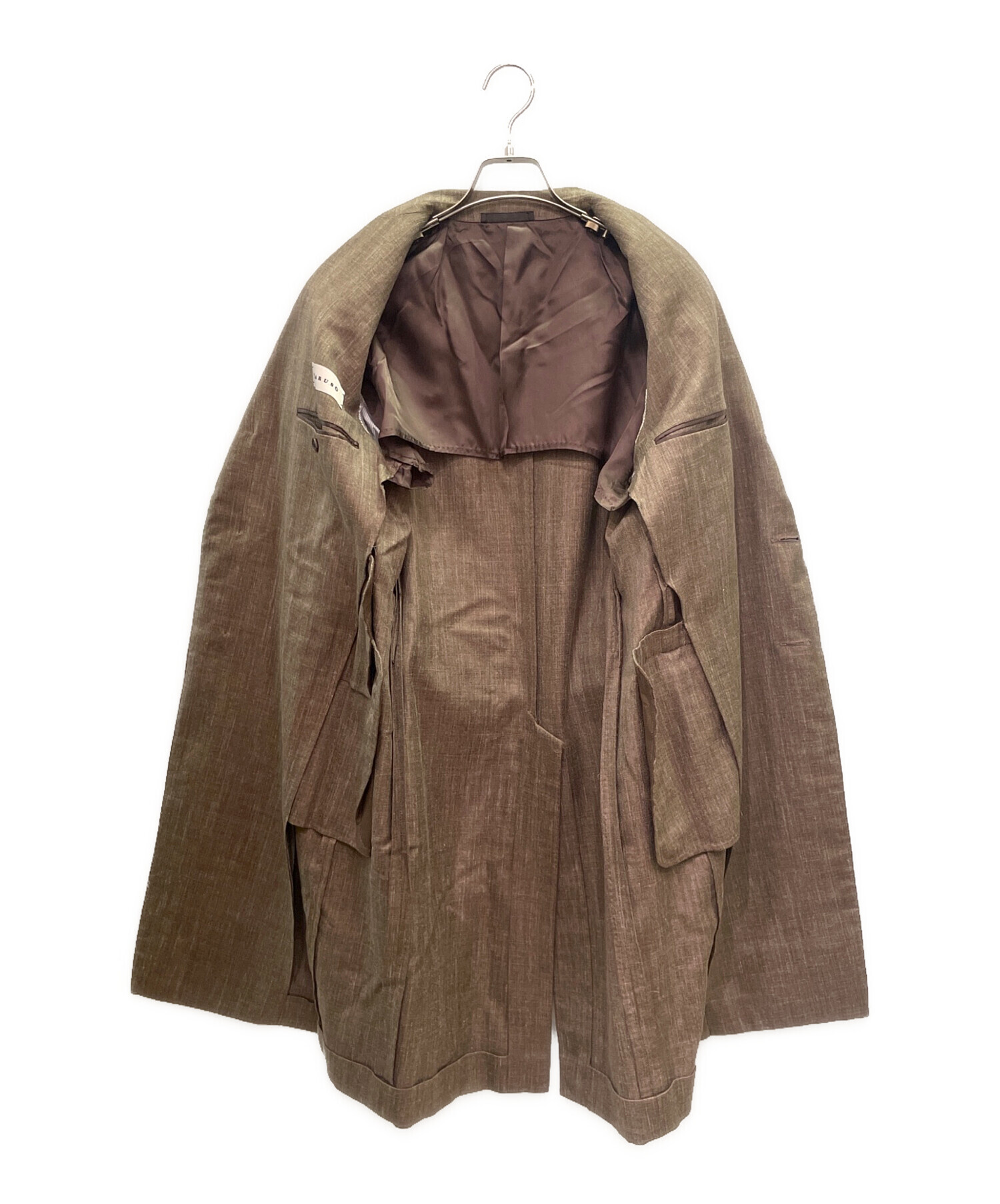 80s? CARUSO カルーゾ ムーアブルック　コート　ブラウン 中古・古着通販】CARUSO (カルーゾ) ウールシルクバタフライコート