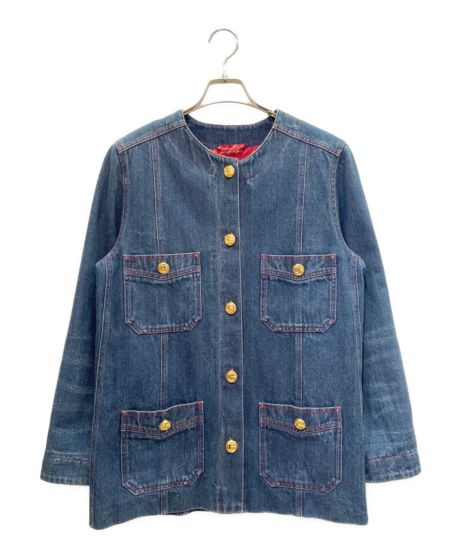 【訳あり】GUCCI グッチ デニムジャケット 超ヴィンテージ BIGサイズXL 中古・古着通販】GUCCI (グッチ) Oversized Collarless Denim Jacket