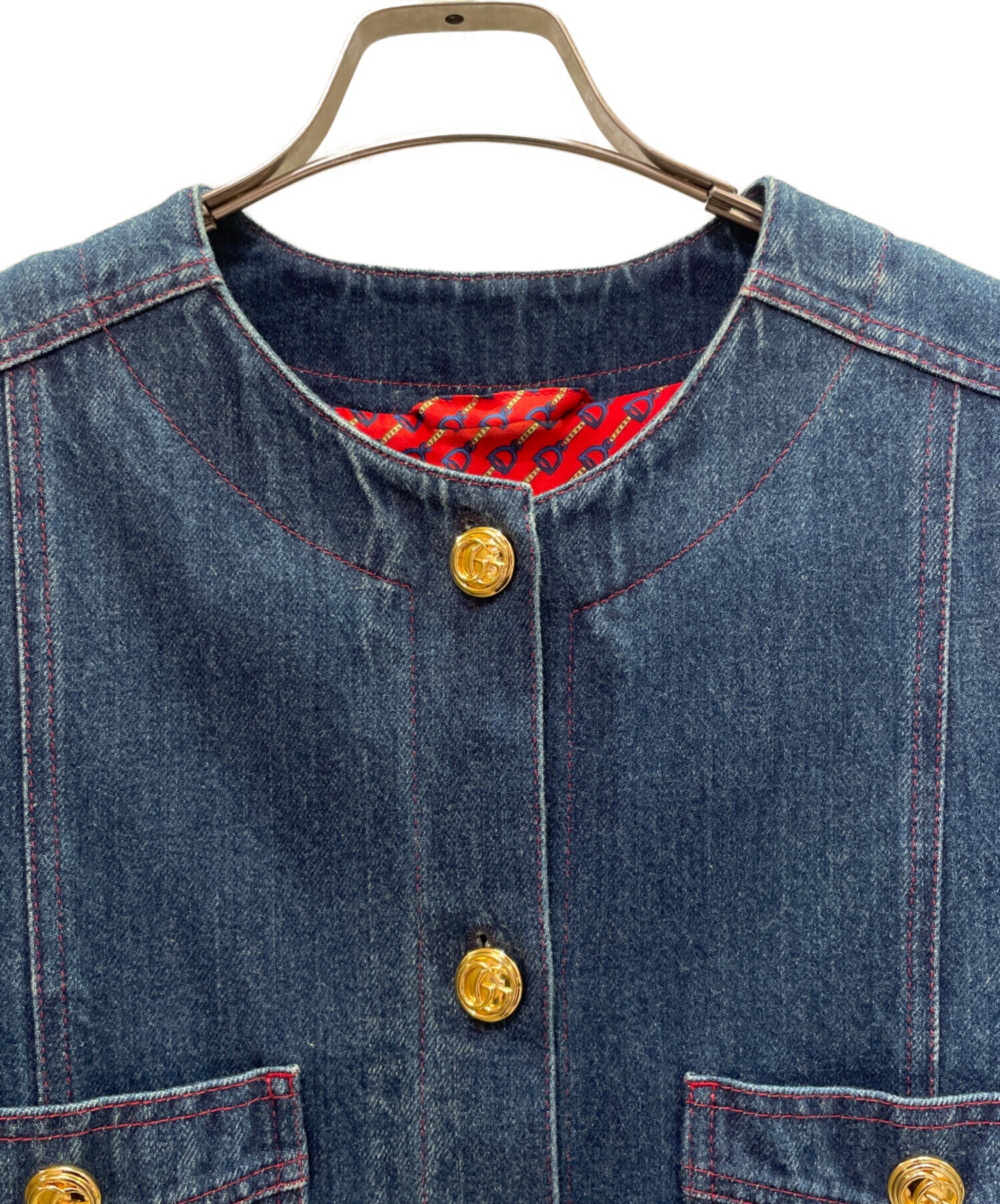 中古・古着通販】GUCCI (グッチ) Oversized Collarless Denim Jacket