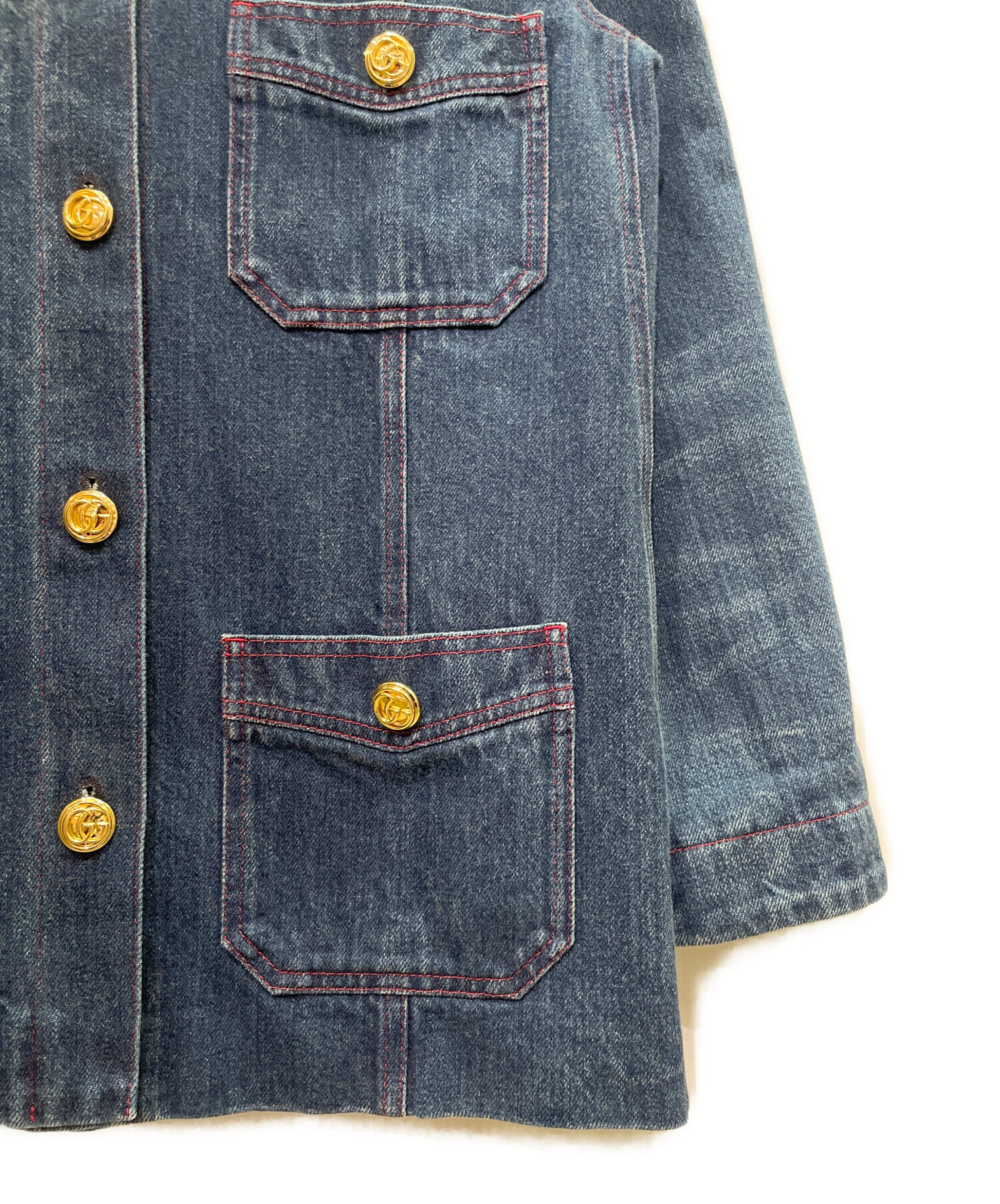 中古・古着通販】GUCCI (グッチ) Oversized Collarless Denim Jacket