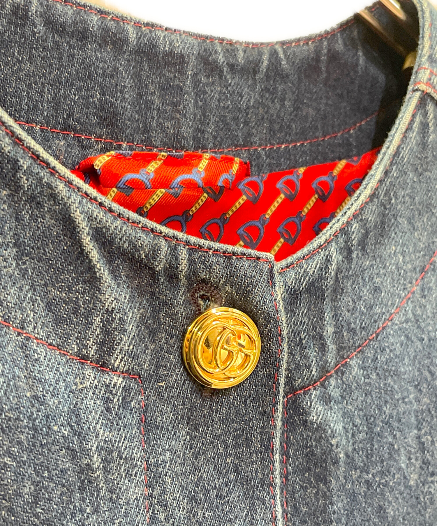 中古・古着通販】GUCCI (グッチ) Oversized Collarless Denim Jacket