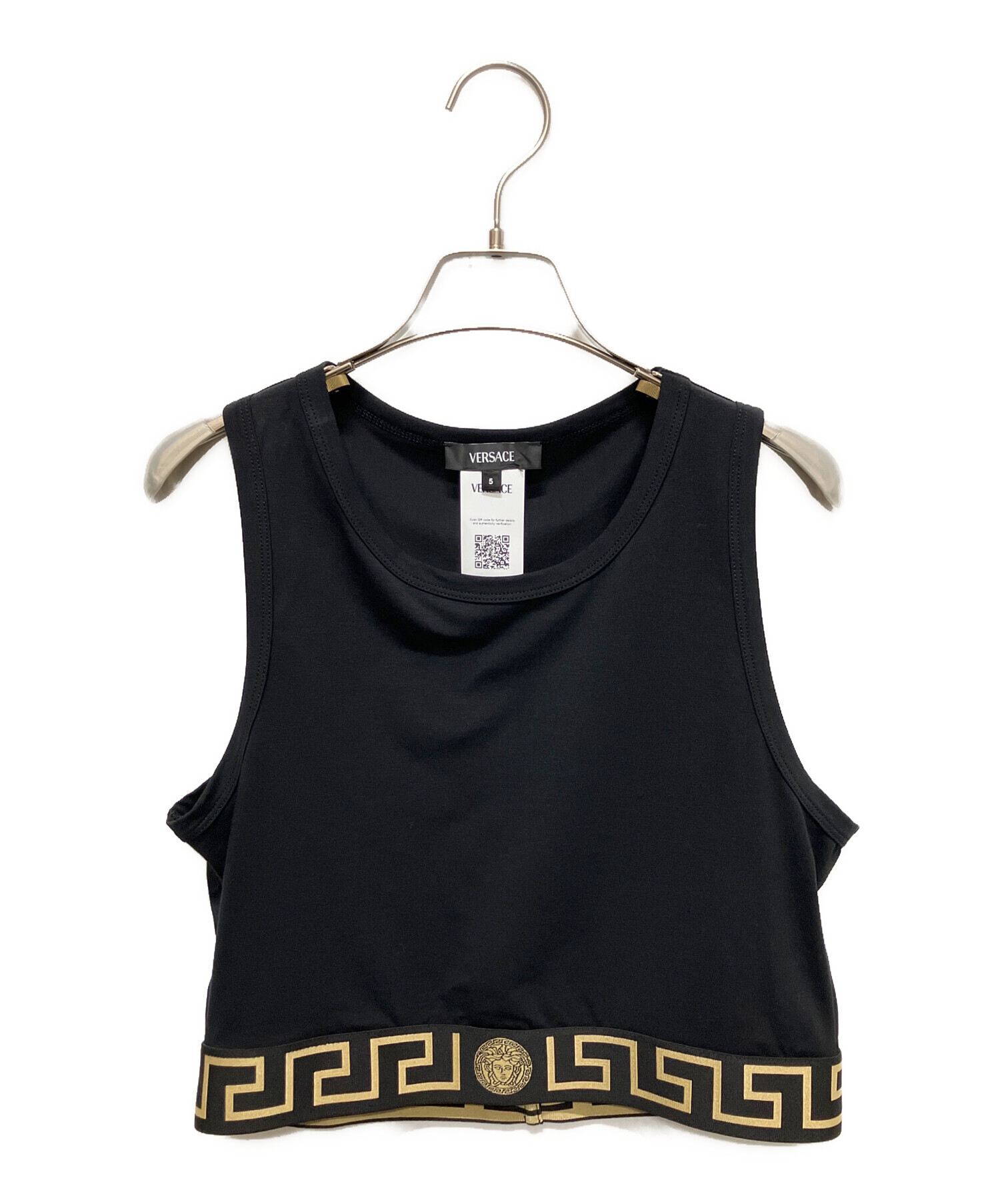 VERSACE Y2Kウェーブ柄クロップド トップスサイズXS 中古・古着通販】VERSACE (ヴェルサーチ) Greca Border cropped tank