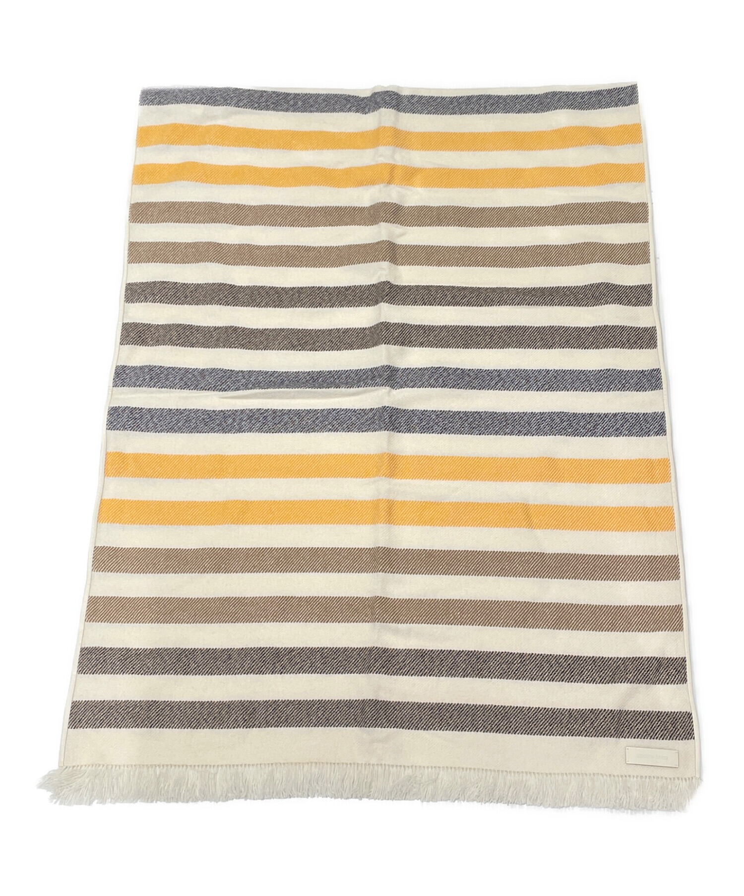 未使用　HERMES　ストール　カシミヤ　シルク　アイボリー　99×200 中古・古着通販】HERMES (エルメス) レザーパイピングカシミヤストール