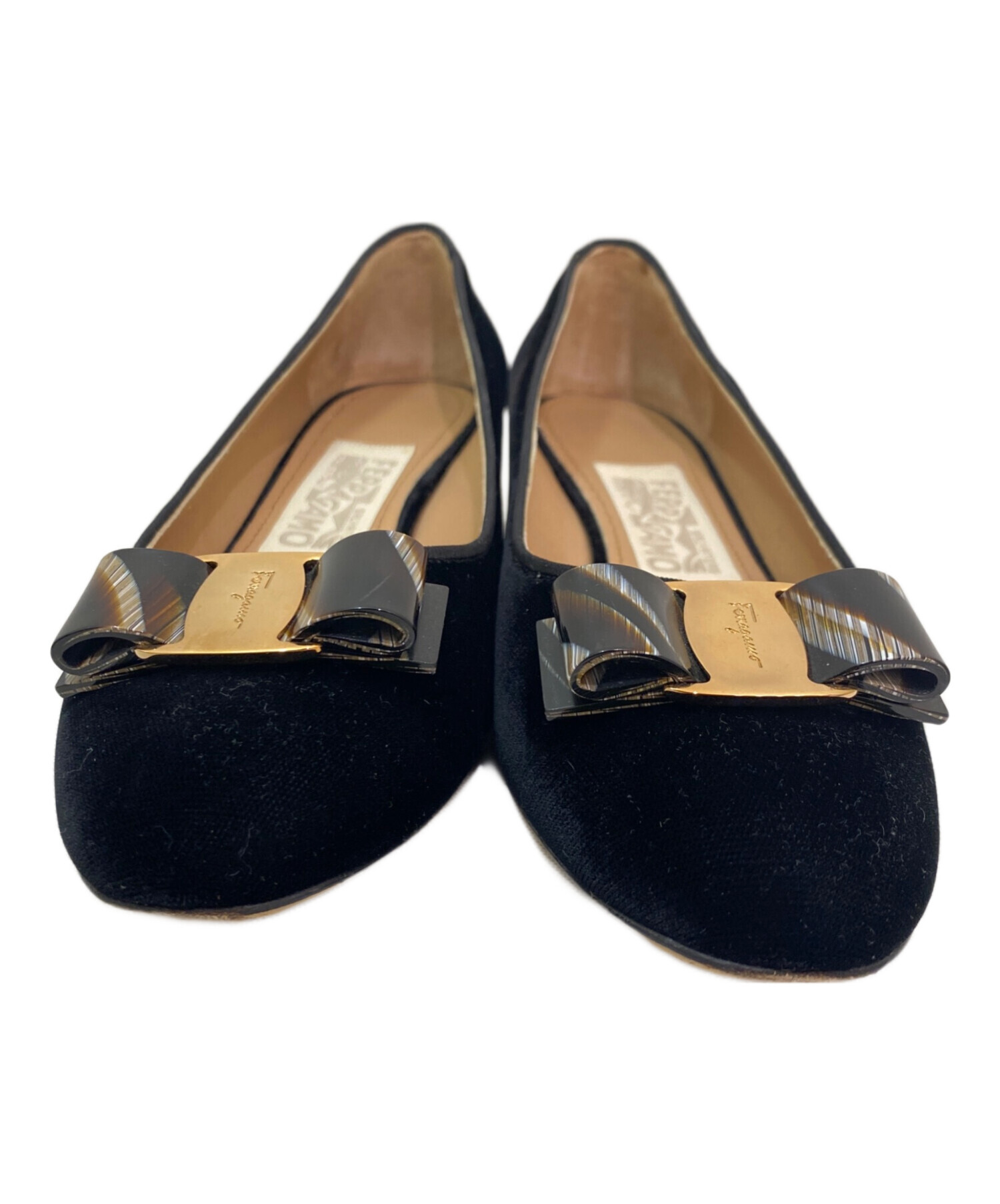 Salvatore Ferragamo ヴァラリボン　オープントゥ　パンプス 中古・古着通販】Salvatore Ferragamo (サルヴァトーレ フェラガモ