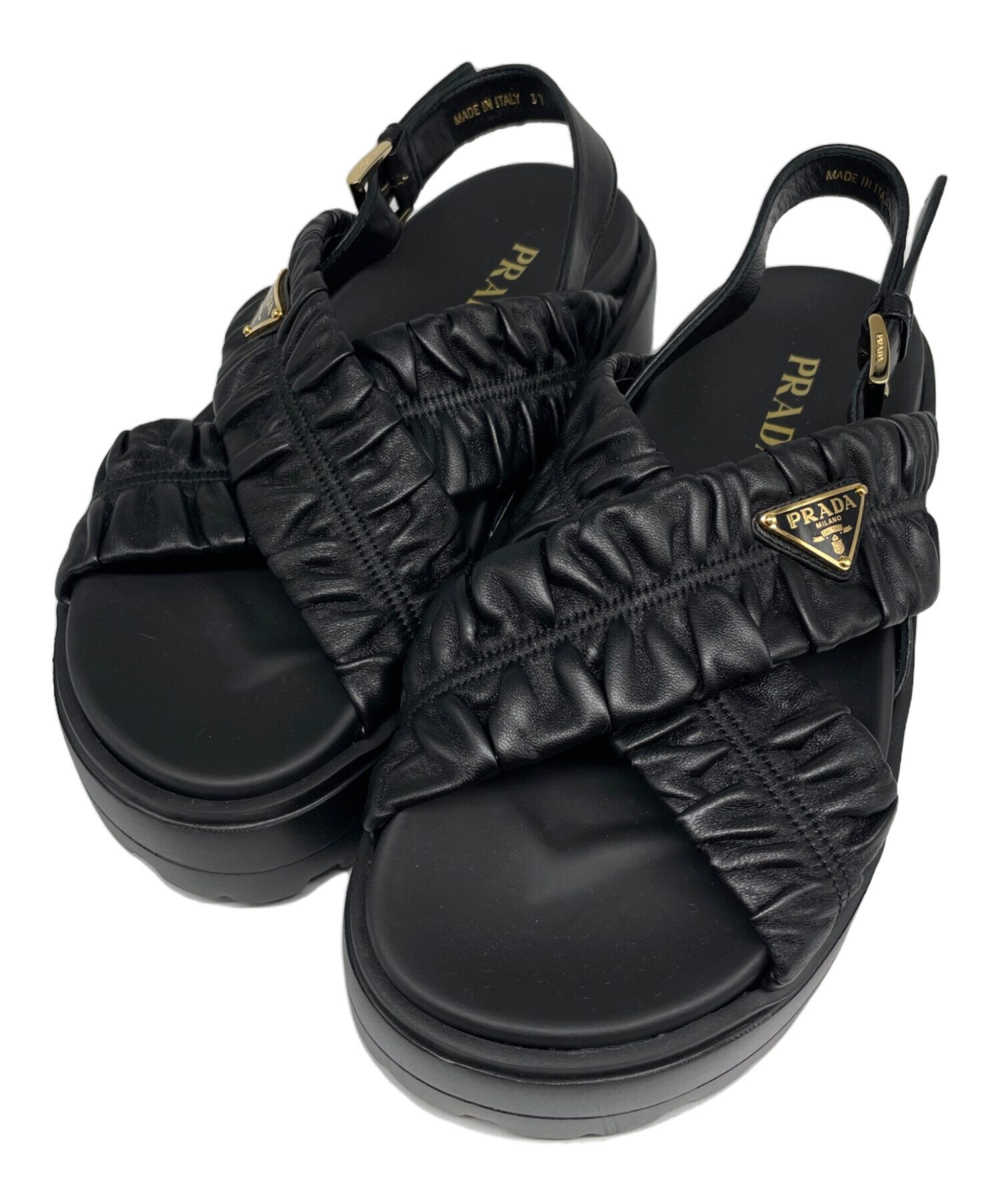 PRADA プラダ　24.5センチ相当 パンプス サンダル 靴 ヴィンテージ 中古・古着通販】PRADA (プラダ) マテラッセレザー フラットフォーム