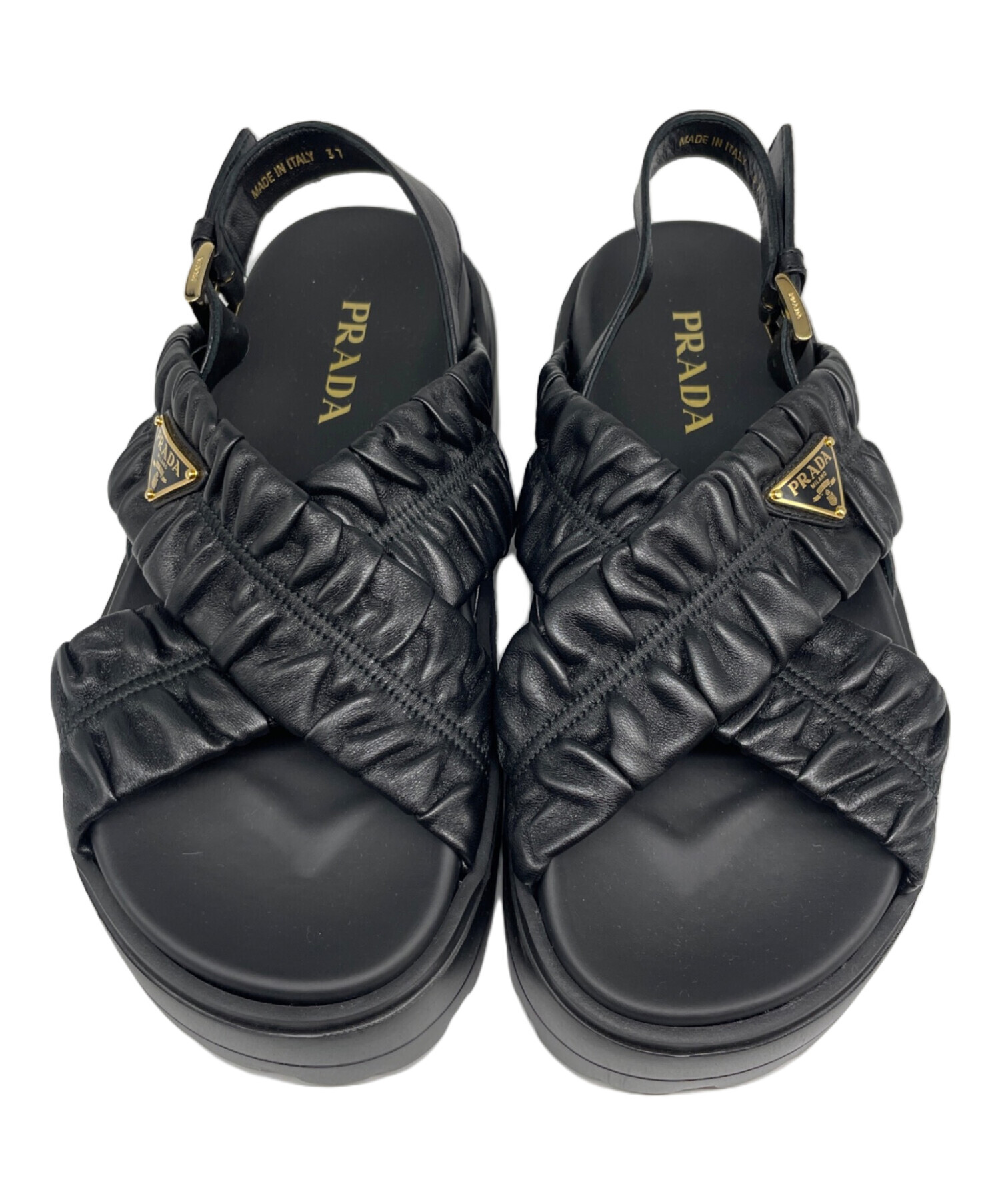 中古・古着通販】PRADA (プラダ) マテラッセレザー フラットフォーム