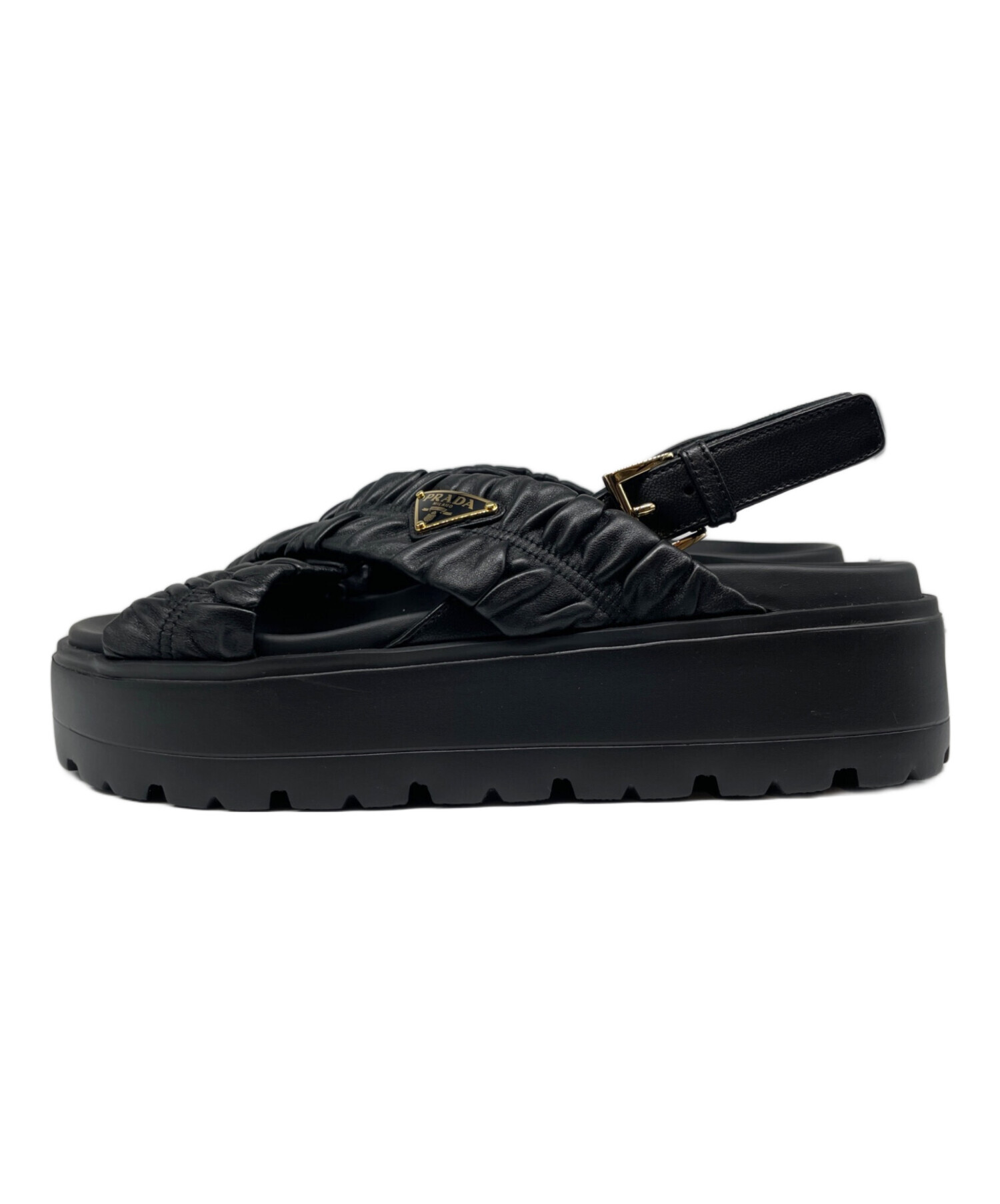 中古・古着通販】PRADA (プラダ) マテラッセレザー フラットフォーム