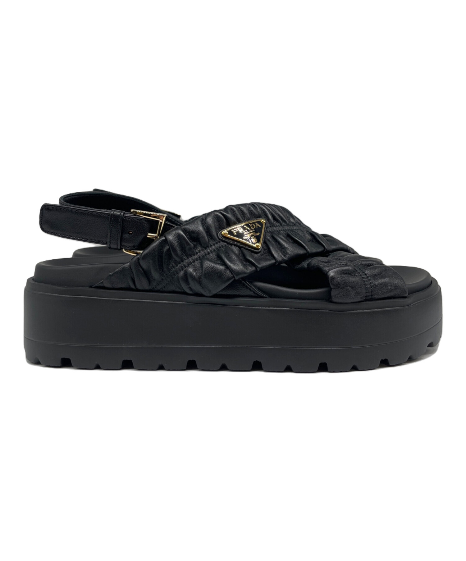 中古・古着通販】PRADA (プラダ) マテラッセレザー フラットフォーム