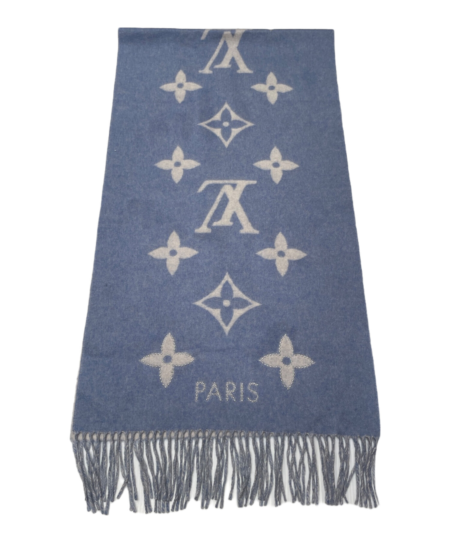 最終值下 Louis Vuitton 正規品 カシミヤ100 Blue 巾 中古・古着通販】LOUIS VUITTON (ルイ ヴィトン) 大判カシミヤストール