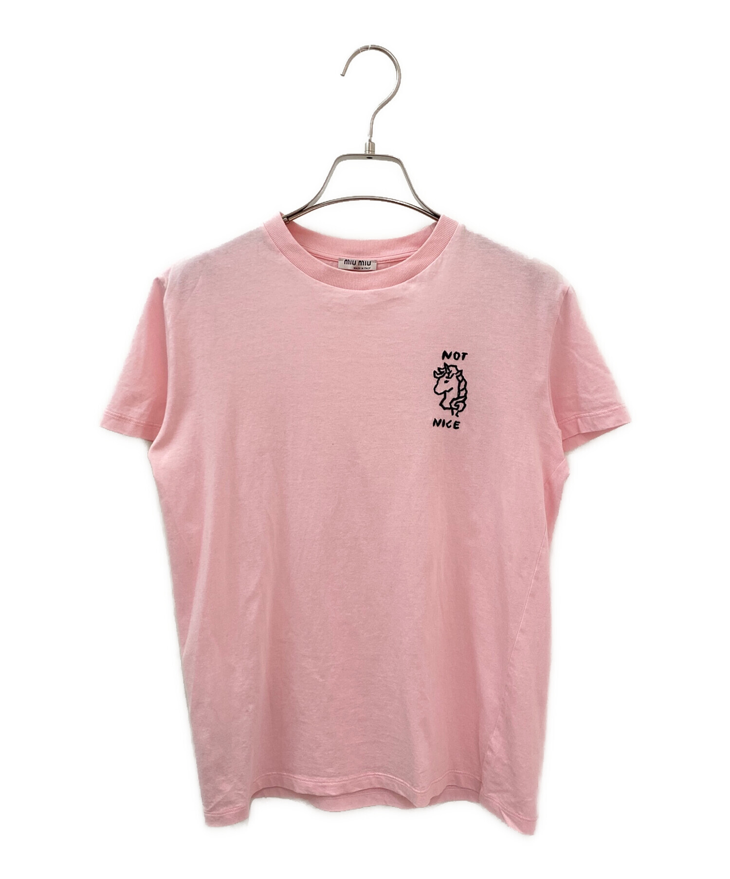 【miu miu ミュウミュウ】フリル 半袖 Tシャツ ピンク S 中古・古着通販】MIU MIU (ミュウミュウ) not nice t shirt ピンク