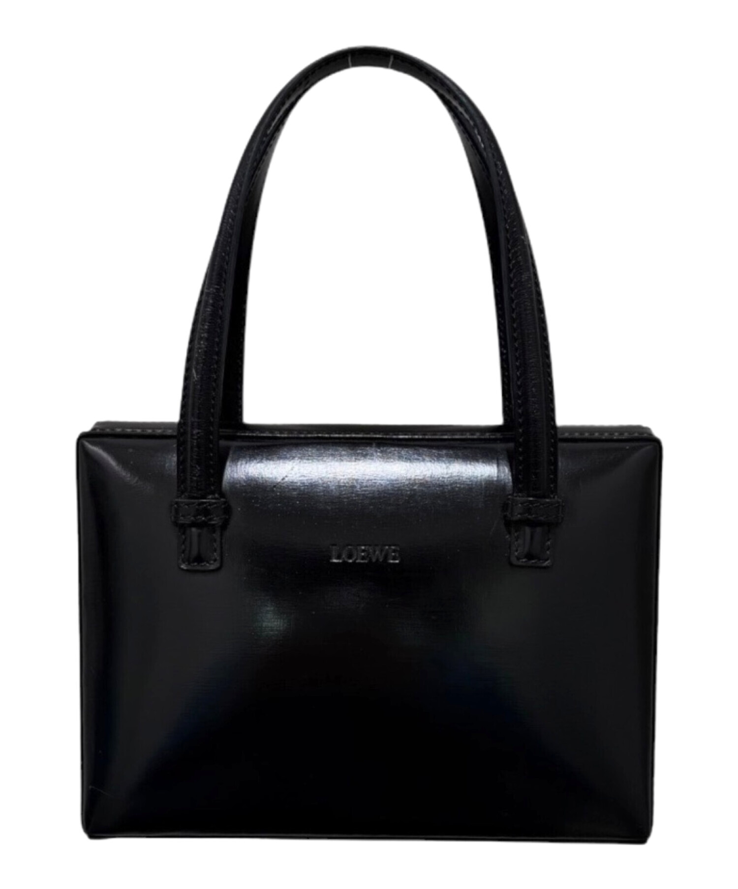 LOEWE ロエベ ヴィンテージ レザー ハンドバッグ 黒 保存袋 y2k 中古・古着通販】LOEWE (ロエベ) スクエア レザーハンドバッグ