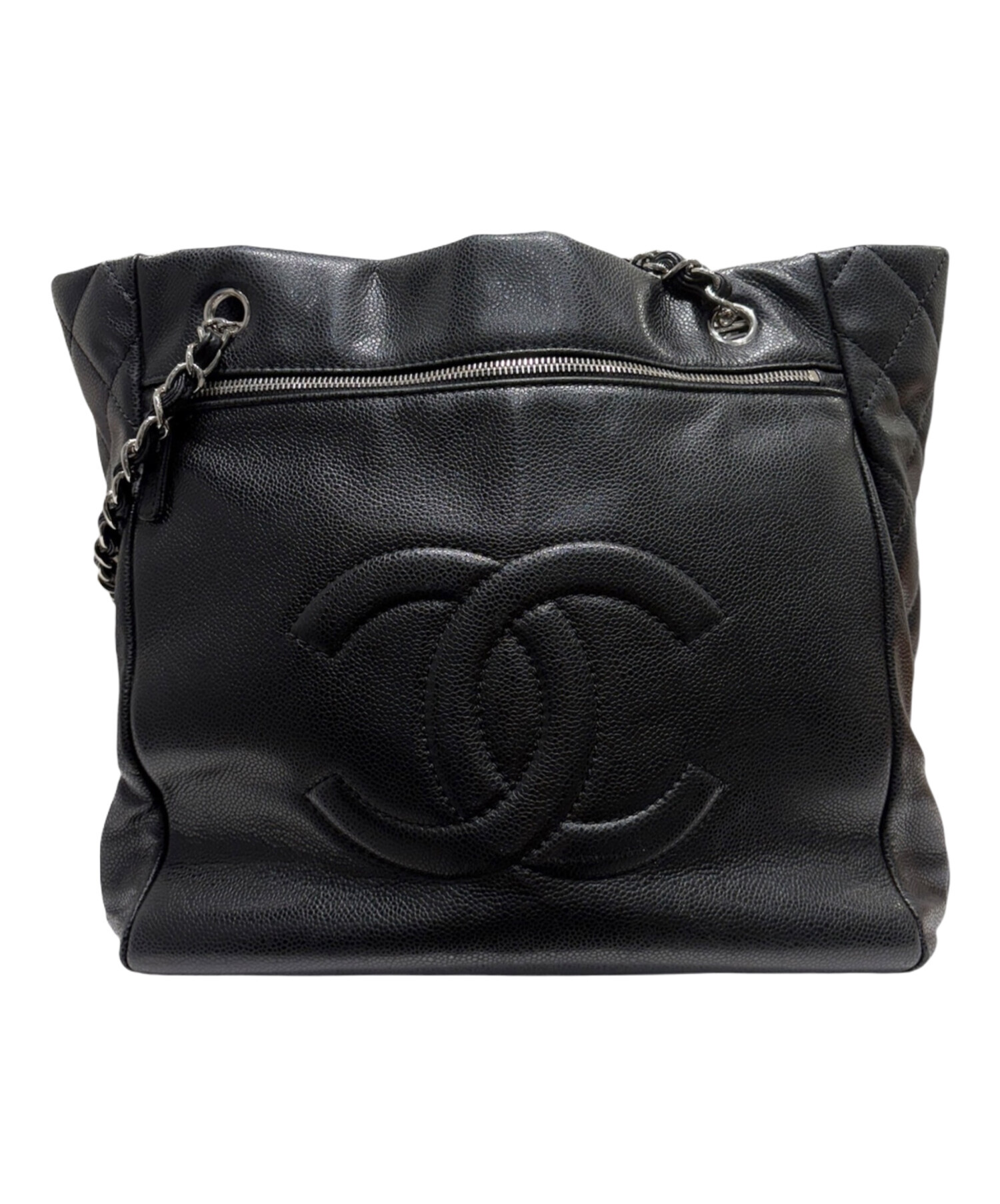 中古・古着通販】CHANEL (シャネル) キャビアスキンチェーントート 
