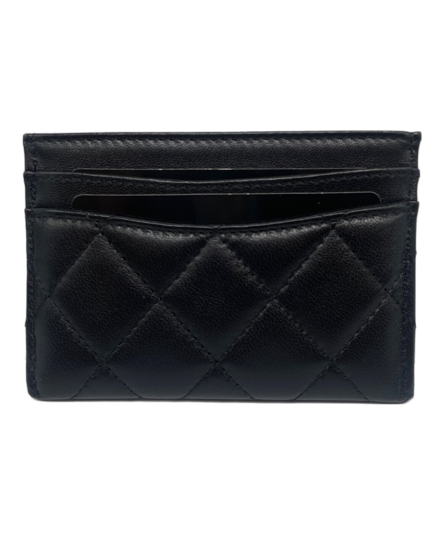 CHANELシャネルマトラッセ財布三つ折りラムスキン　ブラック　カード・箱付 中古・古着通販】CHANEL (シャネル) マトラッセ ラムスキン カード