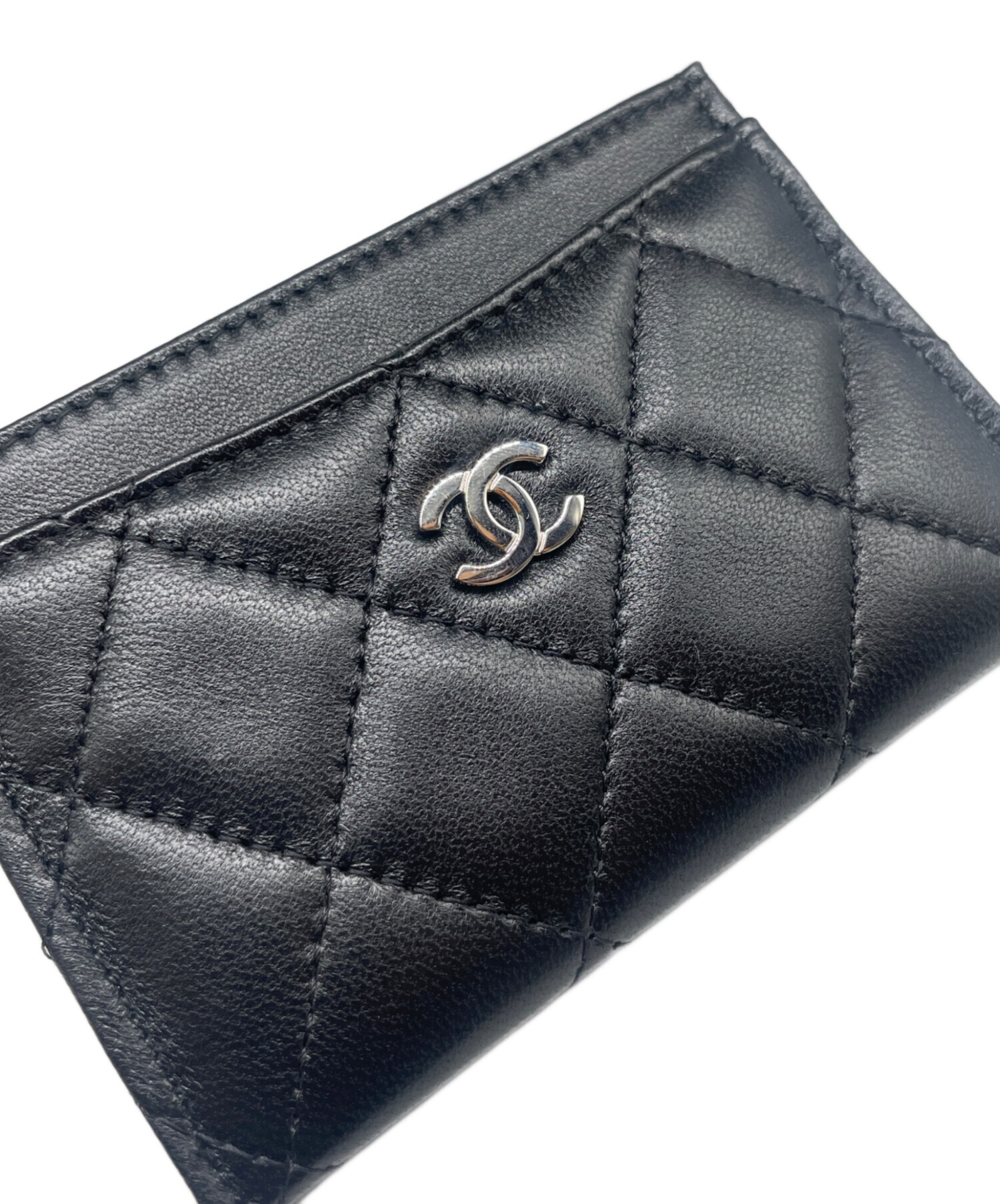 CHANELシャネルマトラッセ財布三つ折りラムスキン　ブラック　カード・箱付 中古・古着通販】CHANEL (シャネル) マトラッセ ラムスキン カード