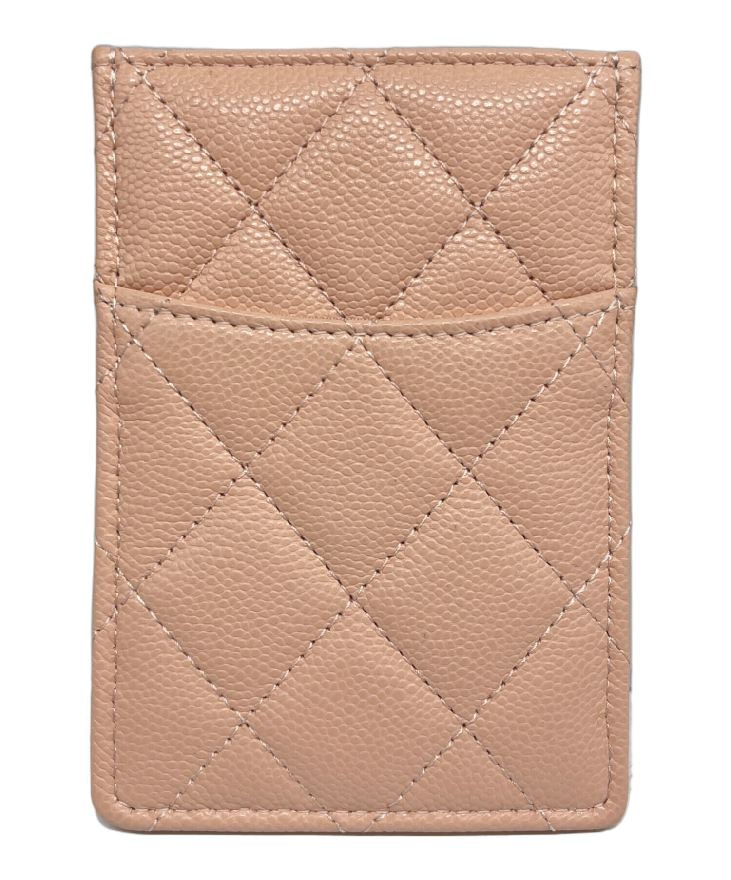 シャネル マトラッセ ケース ピンクベージュ系 中古・古着通販】CHANEL (シャネル) マトラッセ パスケース Matelassé