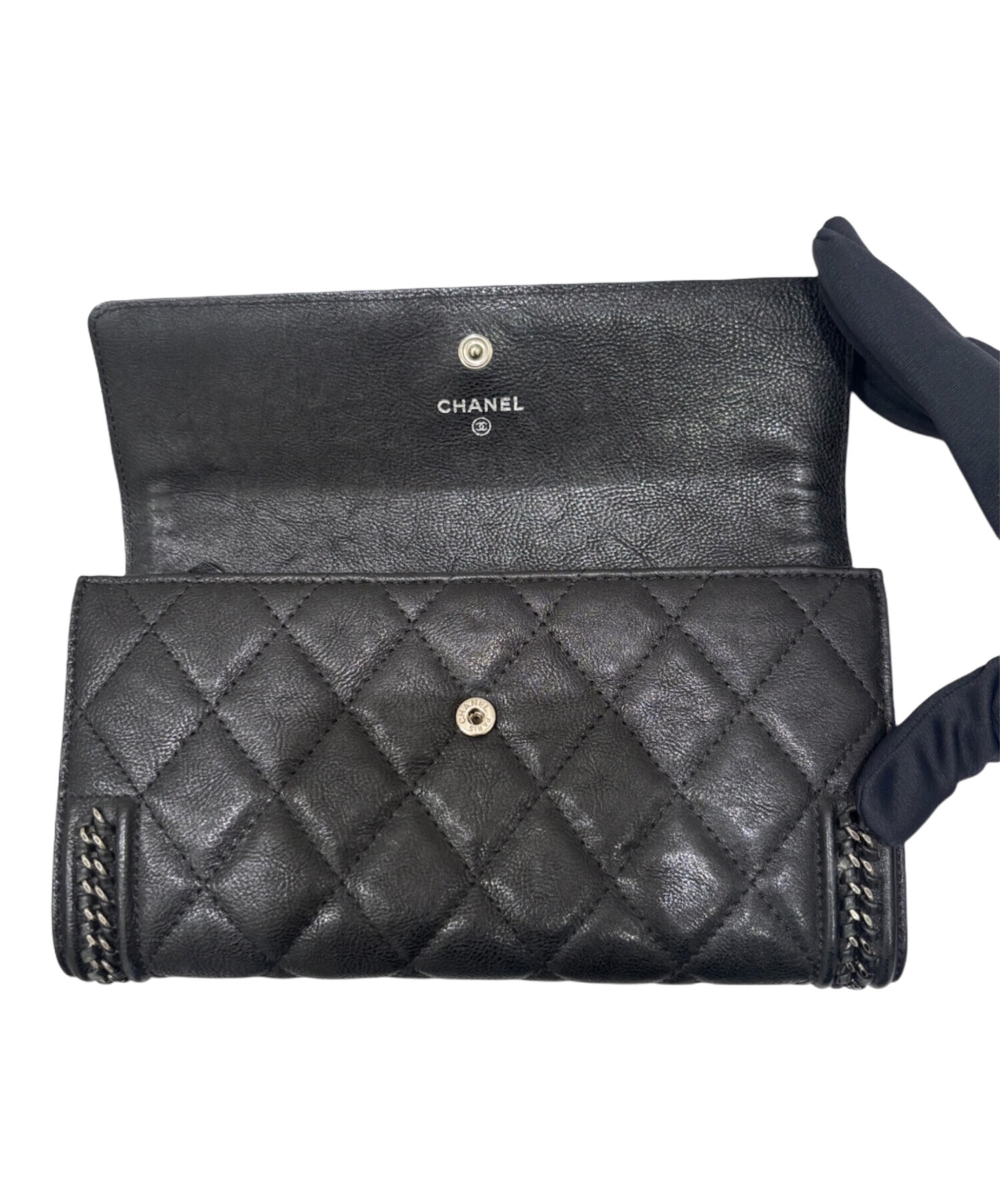 中古・古着通販】CHANEL (シャネル) 長財布 ブラック サイズ