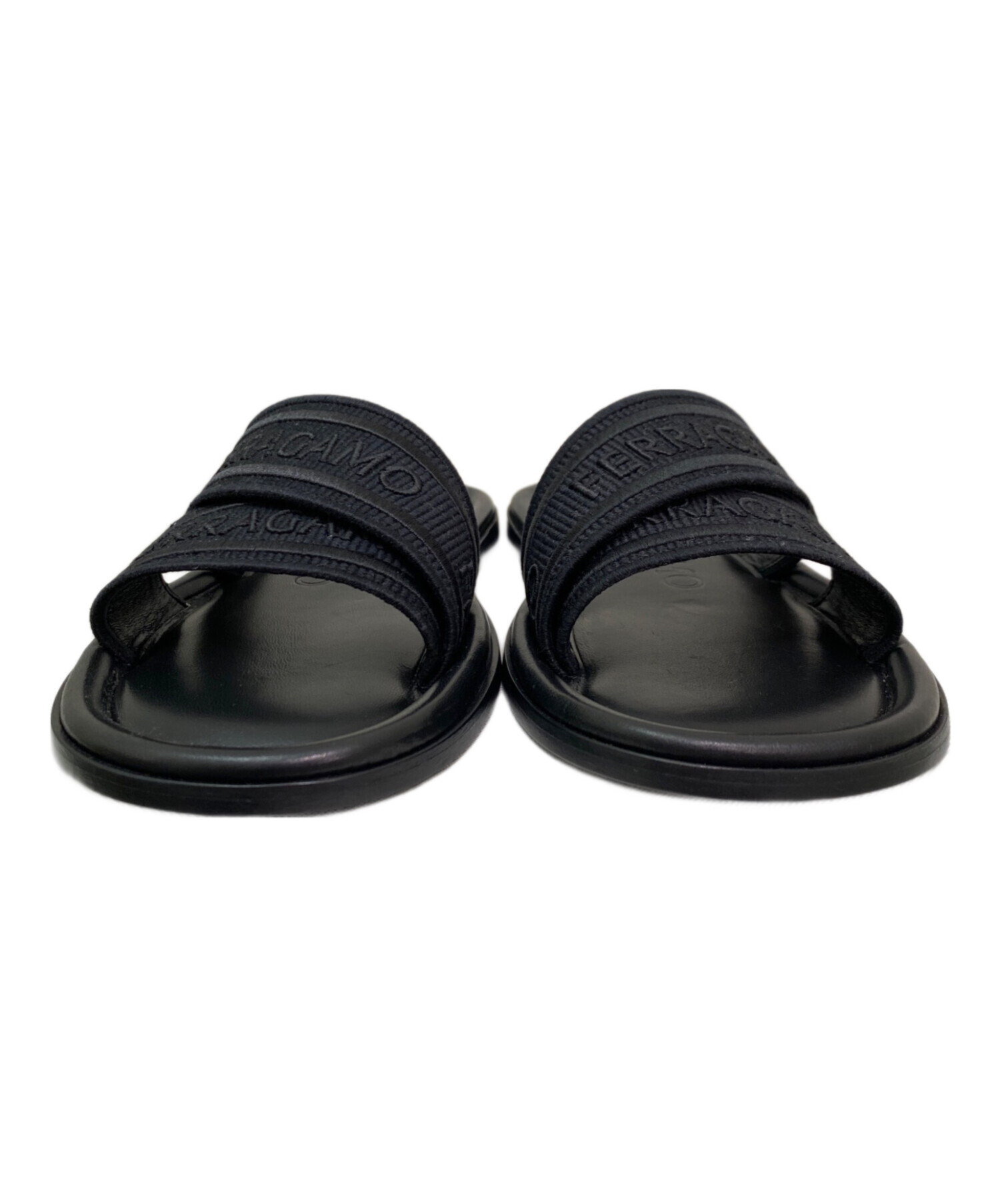 中古・古着通販】Ferragamo (フェラガモ) ロゴレザーサンダル ブラック