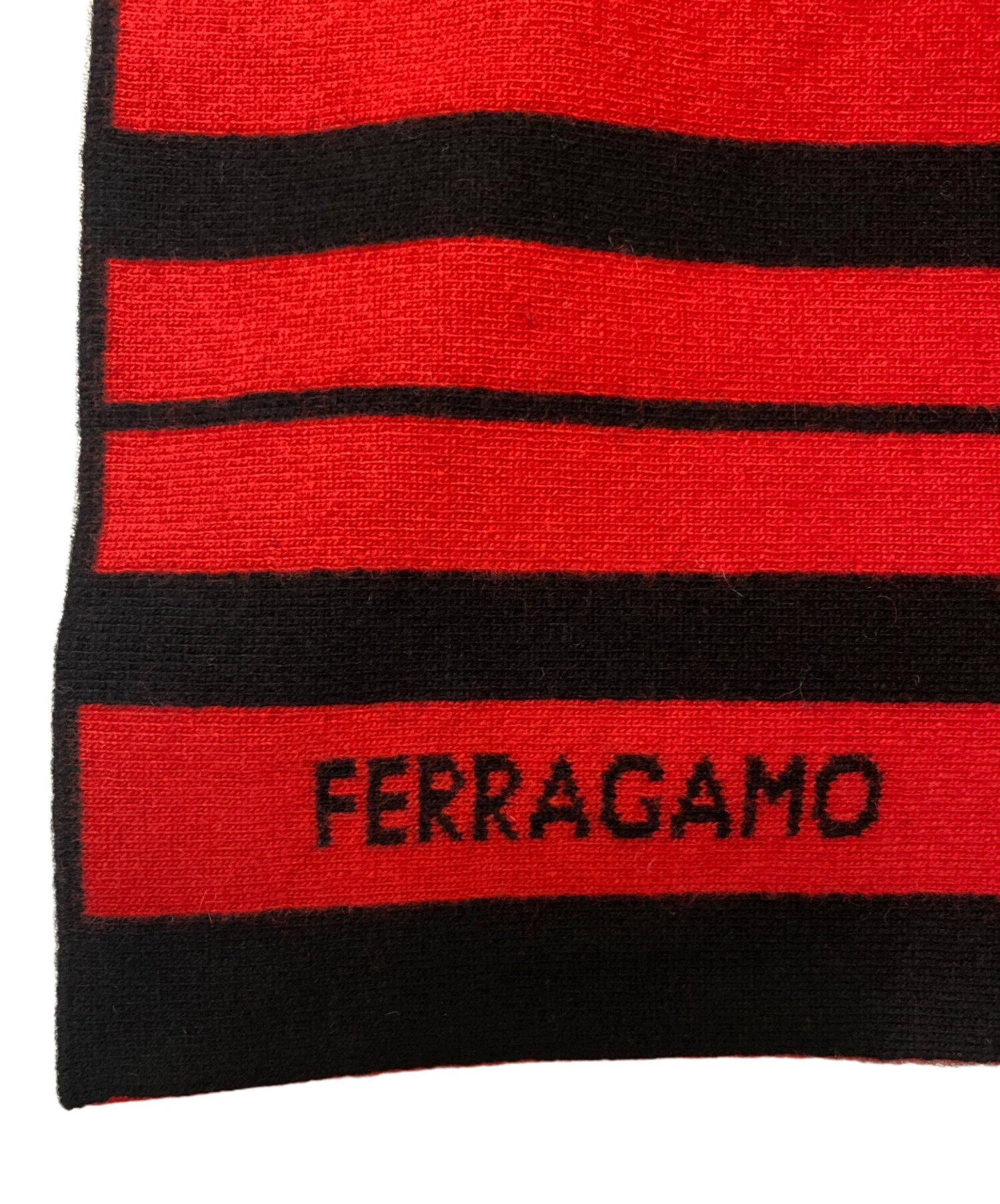 フェラガモ　シルク、カシミヤ　ストール　赤 中古・古着通販】Ferragamo (フェラガモ) ウールカシミヤマフラー