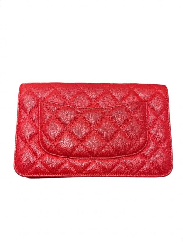 中古・古着通販】CHANEL (シャネル) キャビアスキンチェーンウォレット