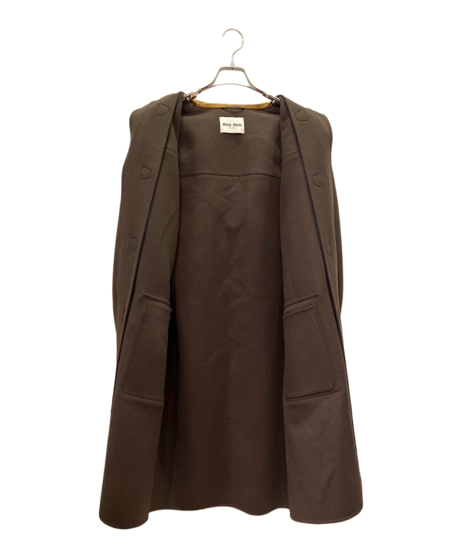 ルル miu miu ブラウンウールコート 中古・古着通販】MIU MIU (ミュウミュウ) ダブルカシミアxウール