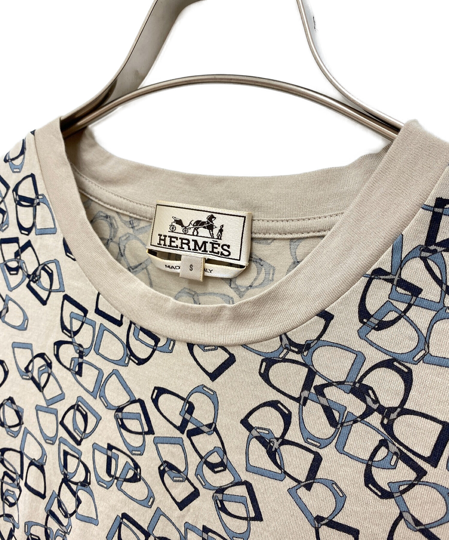 中古・古着通販】HERMES (エルメス) 総柄Tシャツ グレー サイズ:S 