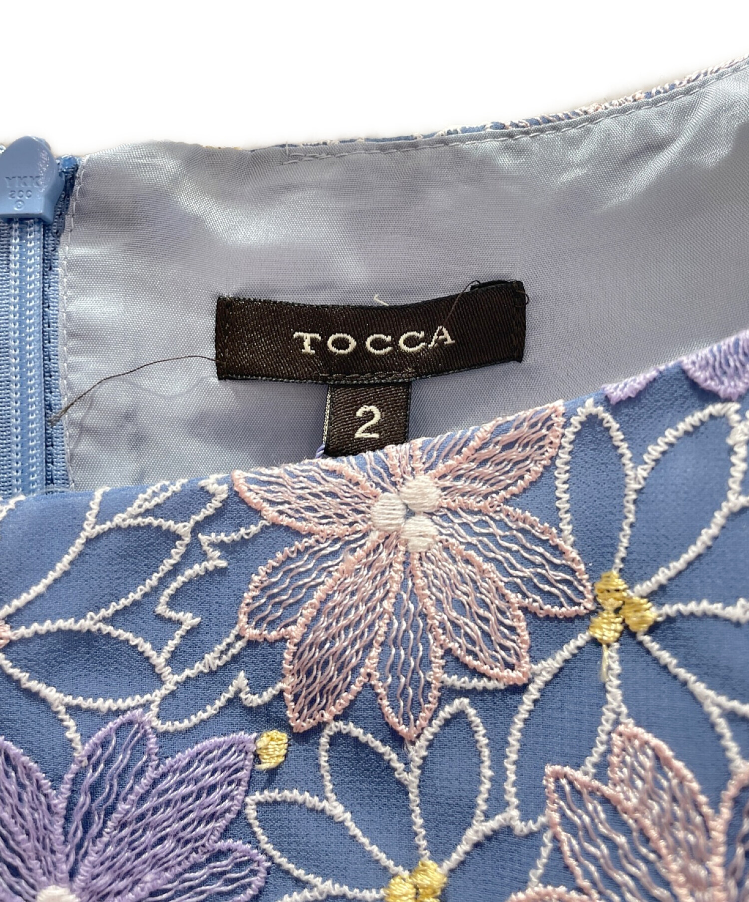 中古・古着通販】TOCCA (トッカ) フラワー刺繍ワンピース ブルー