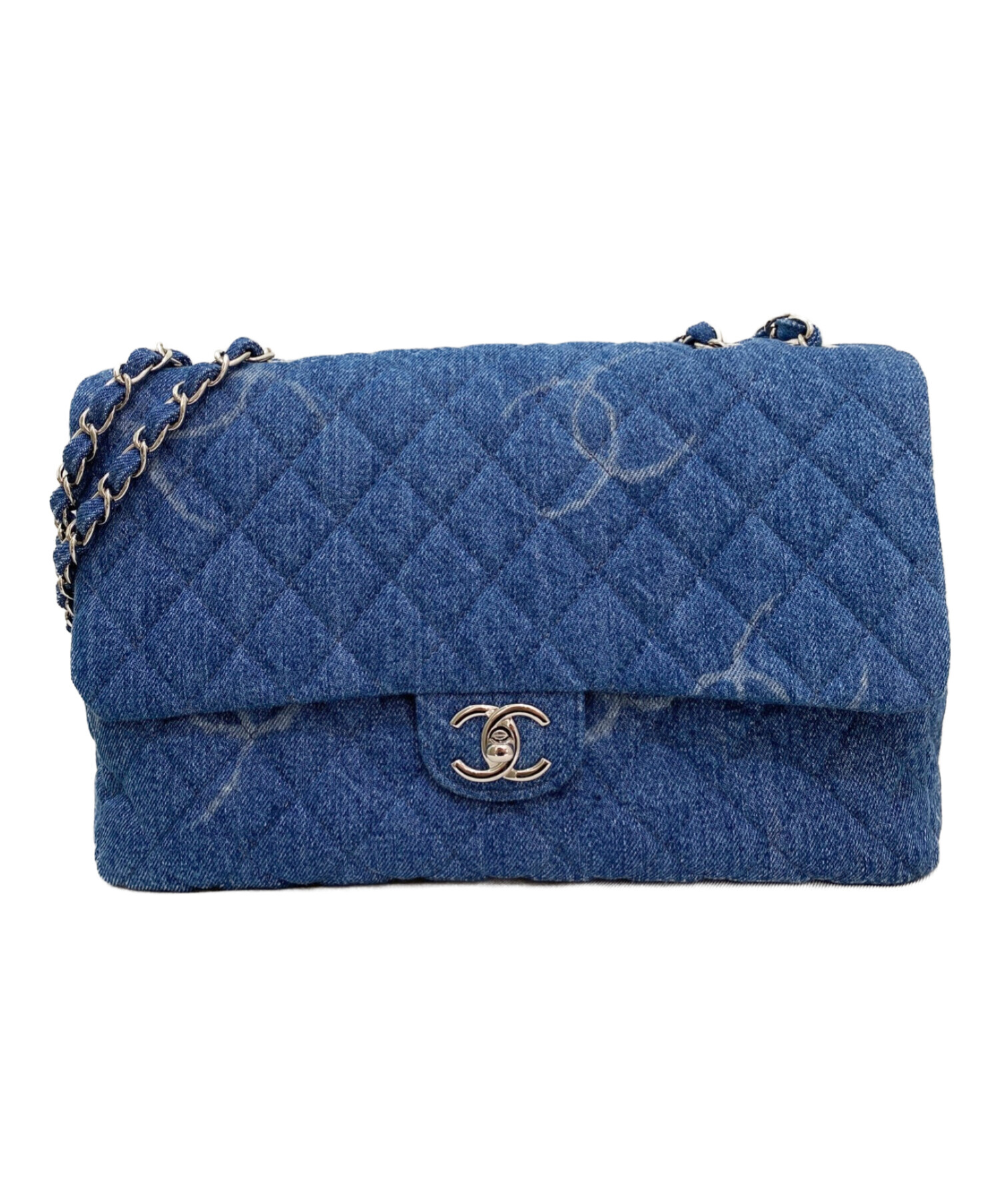 Gigoletteシャネル国内正規店購入二重蓋　Wチェーンショルダーバッグ シャネル ボールチェーン付き ミニフラップバッグ 20cm グレー (CHANEL