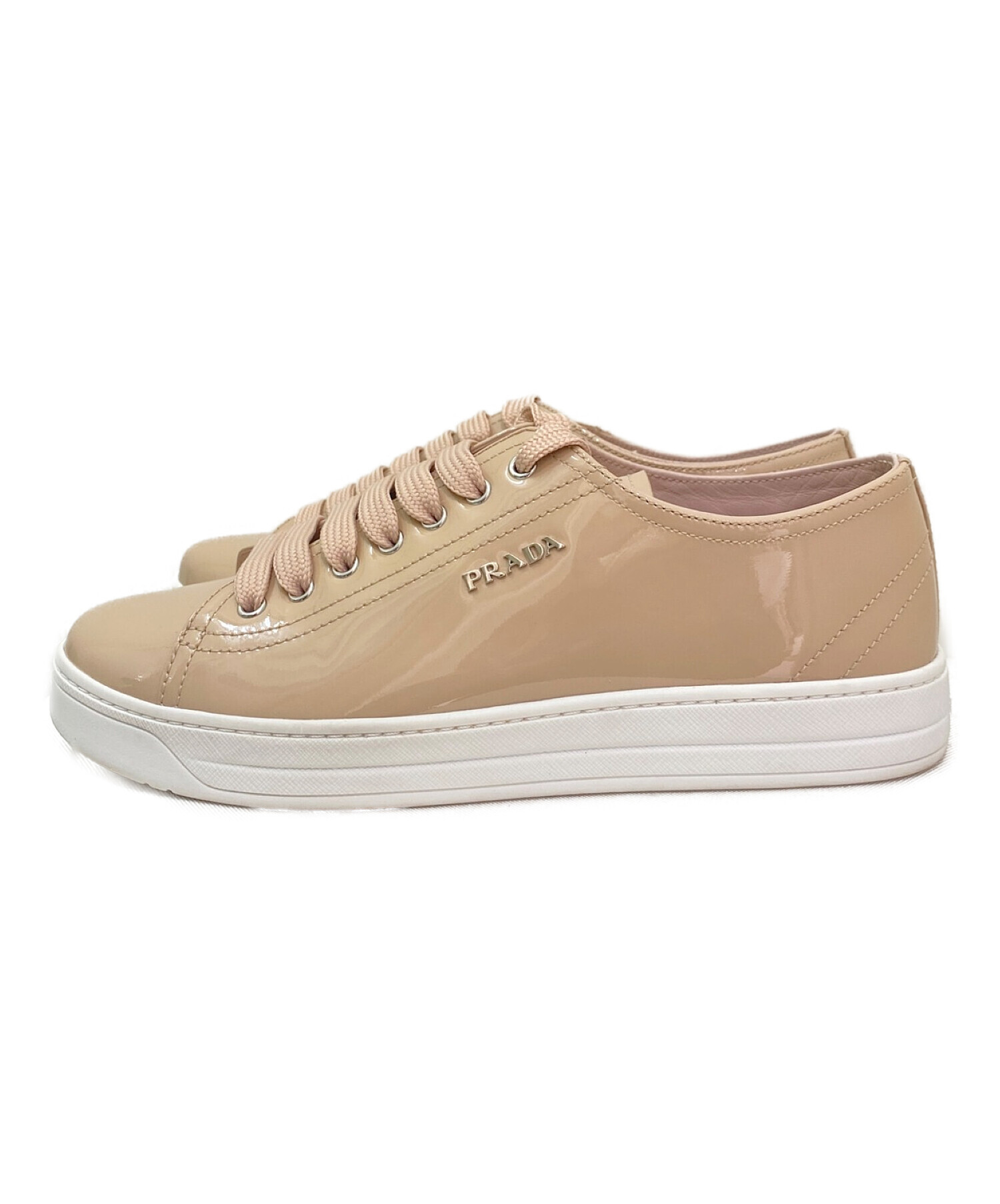 中古・古着通販】PRADA (プラダ) エナメルスニーカー ピンクベージュ 