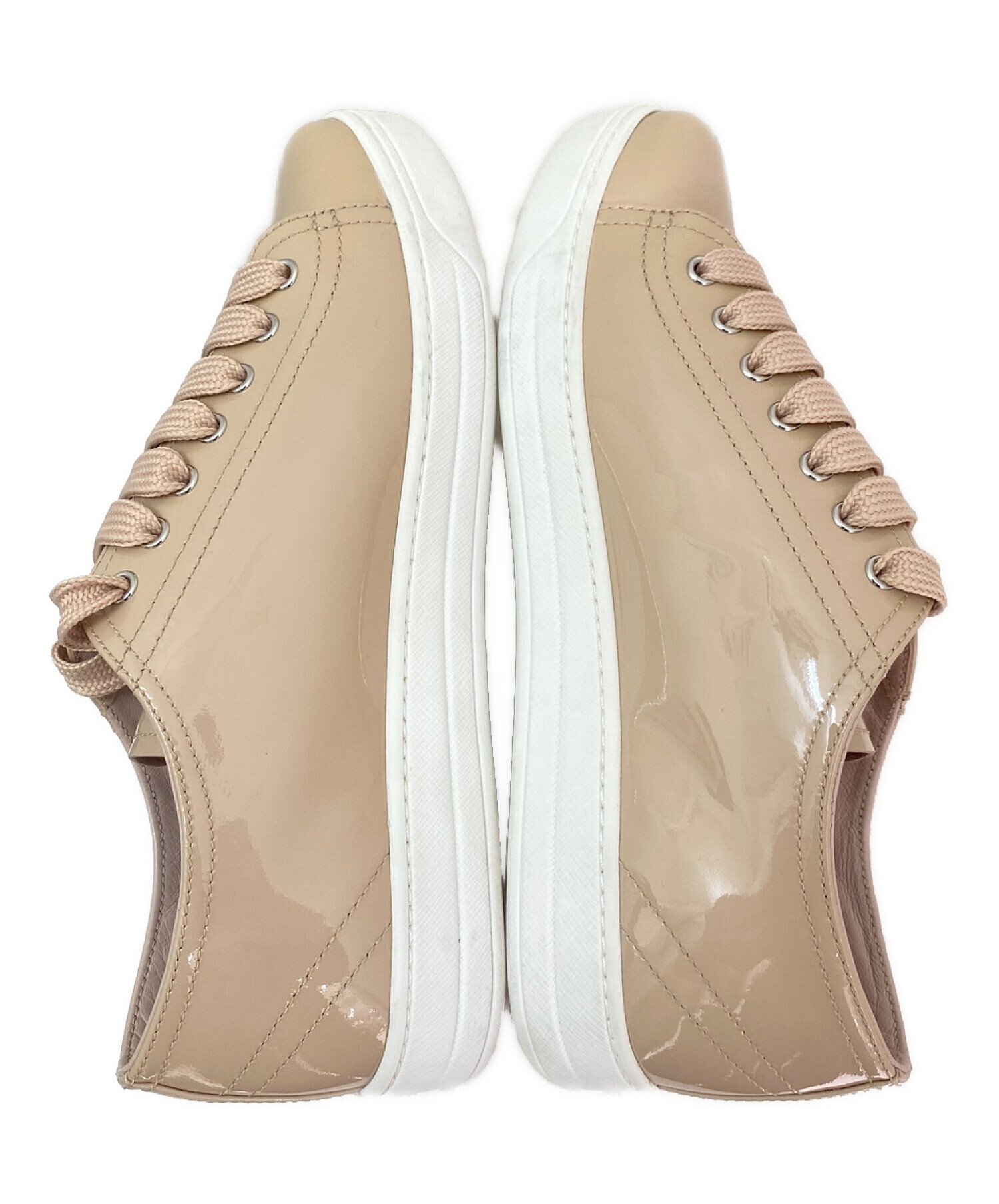 中古・古着通販】PRADA (プラダ) エナメルスニーカー ピンクベージュ 