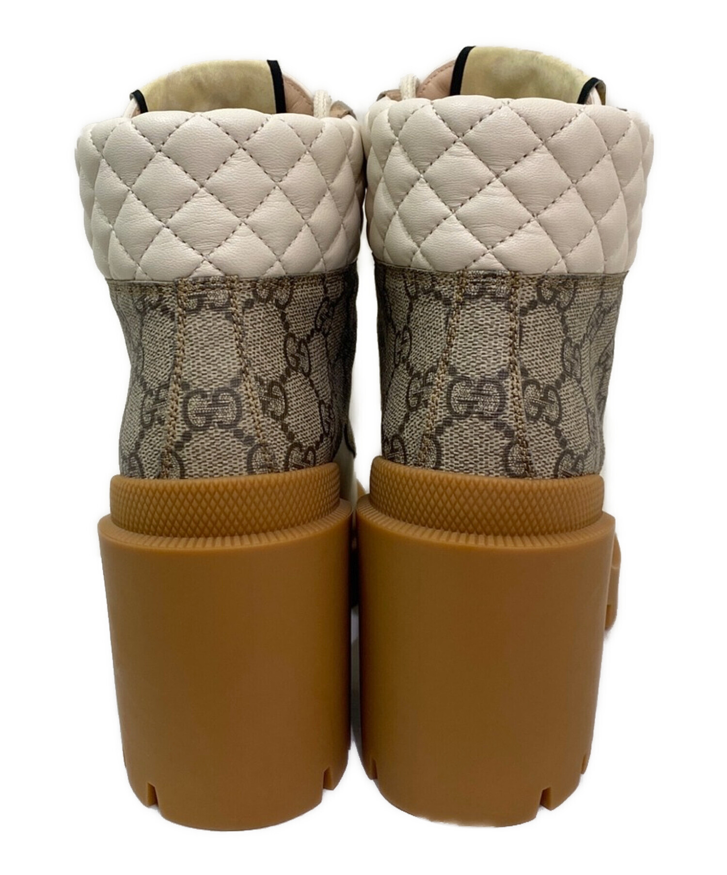 中古・古着通販】GUCCI (グッチ) GGアンクルブーツ ホワイト×ブラウン