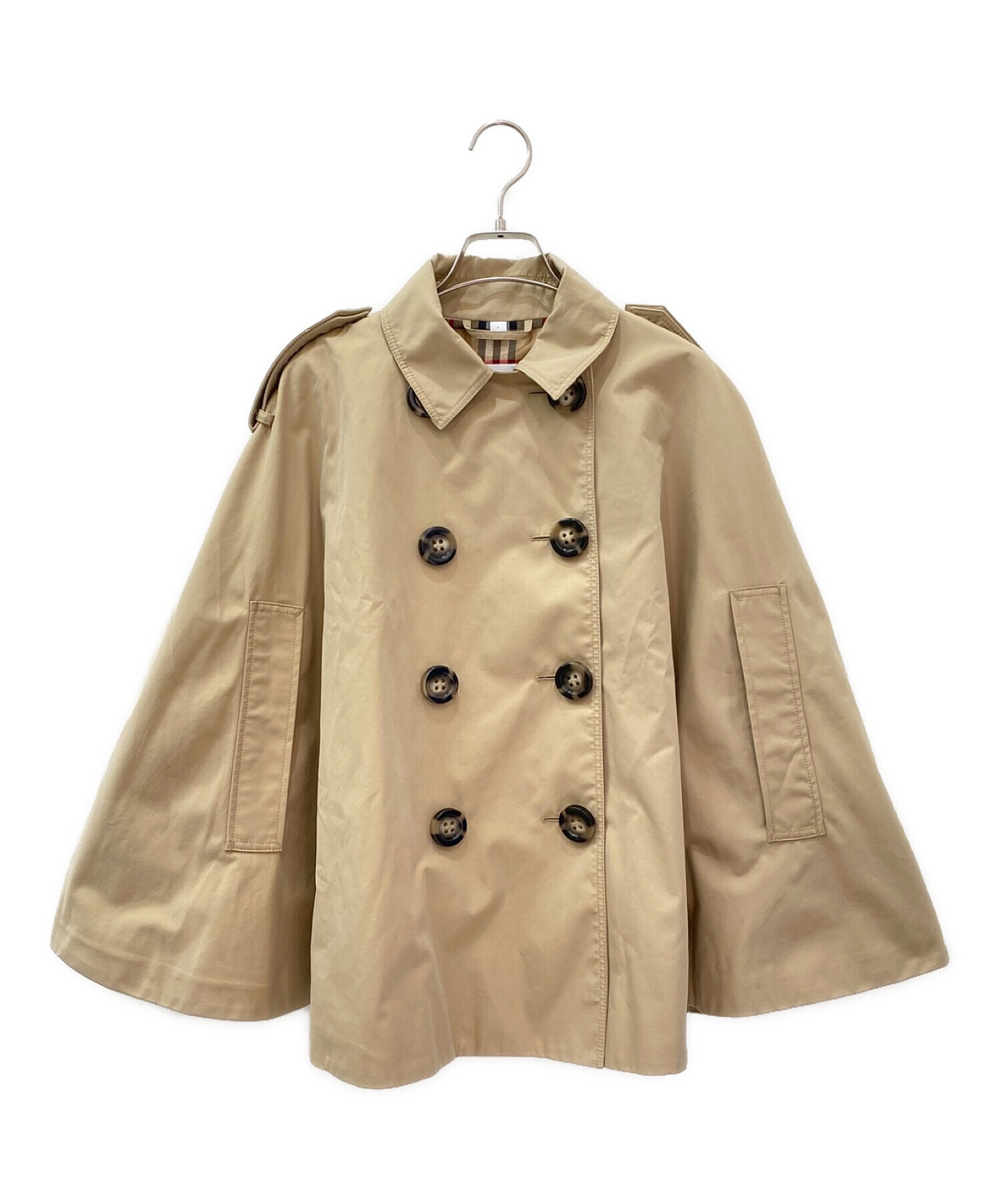 バーバリーブルーレーベル［38］ポンチョ ケープコート ショート丈 ベージュ バーバリー ポンチョ ベージュ バーバリーブルーレーベル［38