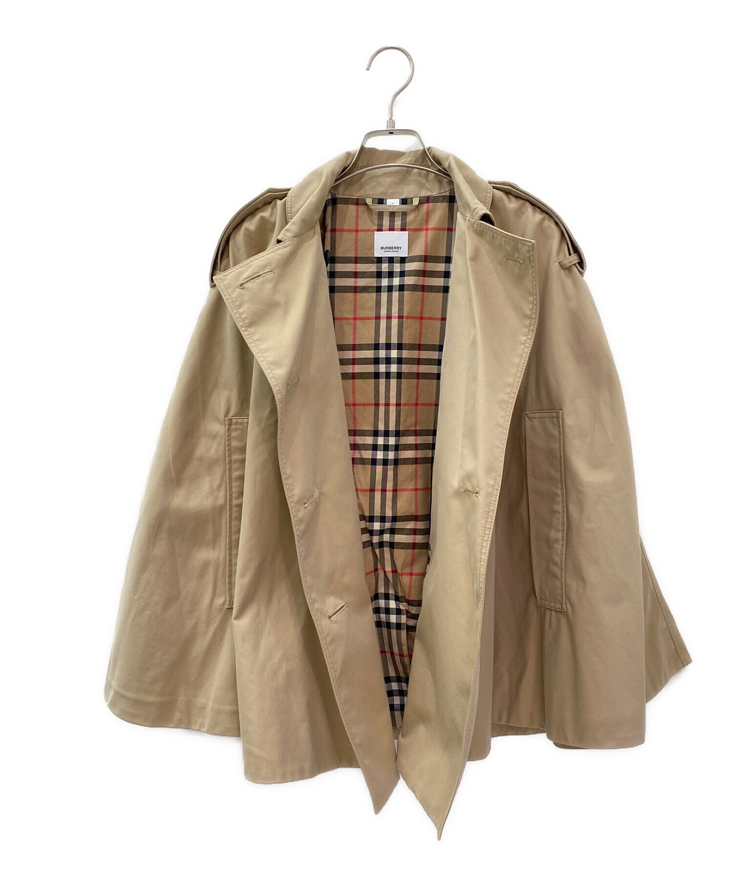 中古・古着通販】BURBERRY (バーバリー) ポンチョ ベージュ サイズ:L