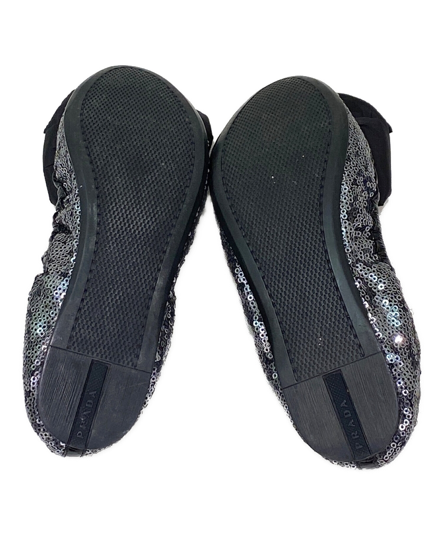 PRADA SPORT F5228 スエード リボン バレエ シューズ 36 中古・古着通販】PRADA SPORTS (プラダスポーツ) スパンコールリボン