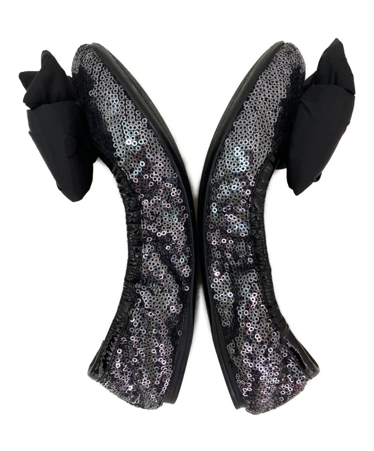 PRADA SPORT F5228 スエード リボン バレエ シューズ 36 中古・古着通販】PRADA SPORTS (プラダスポーツ) スパンコールリボン