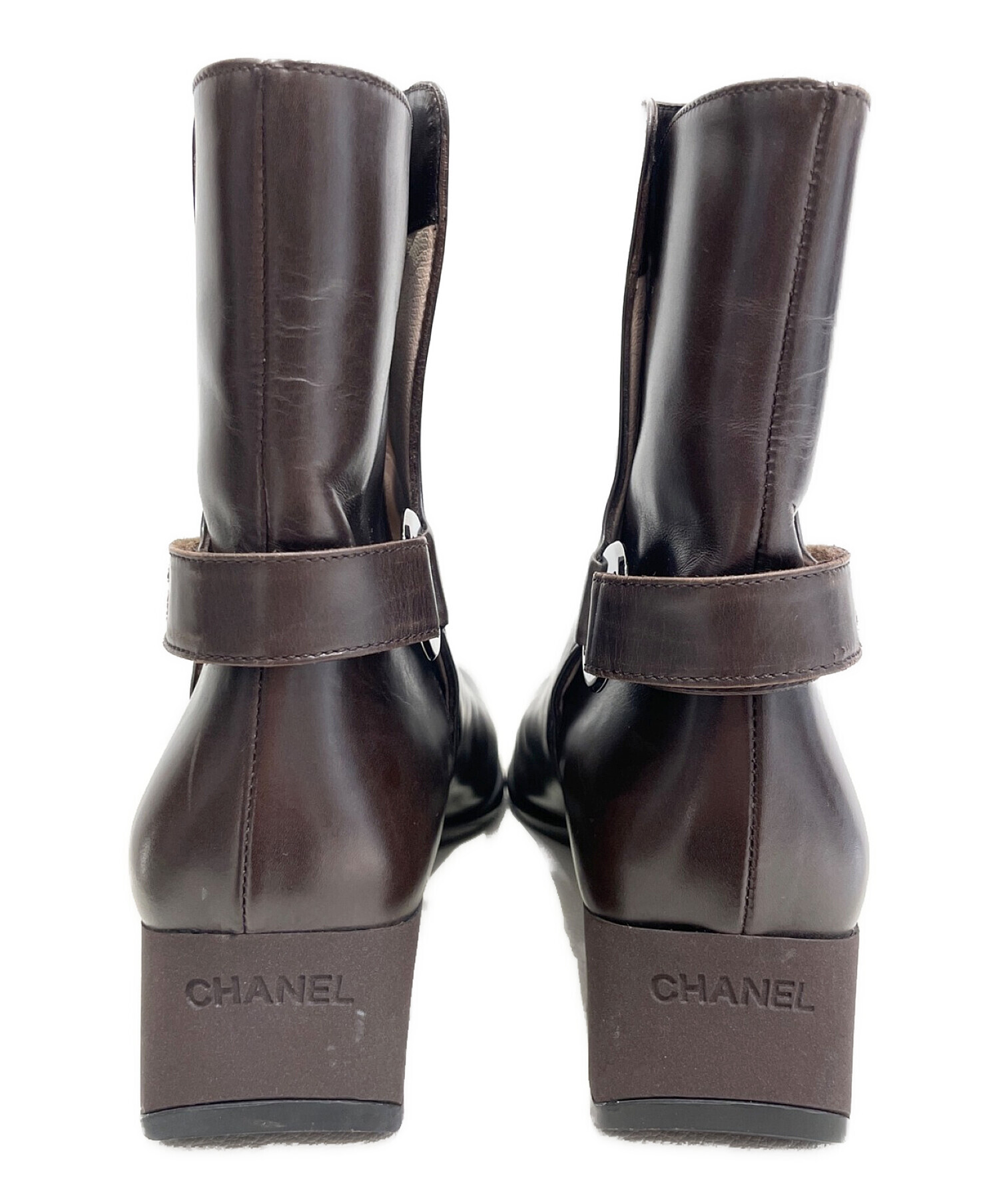 中古・古着通販】CHANEL (シャネル) ショートブーツ ブラウン サイズ