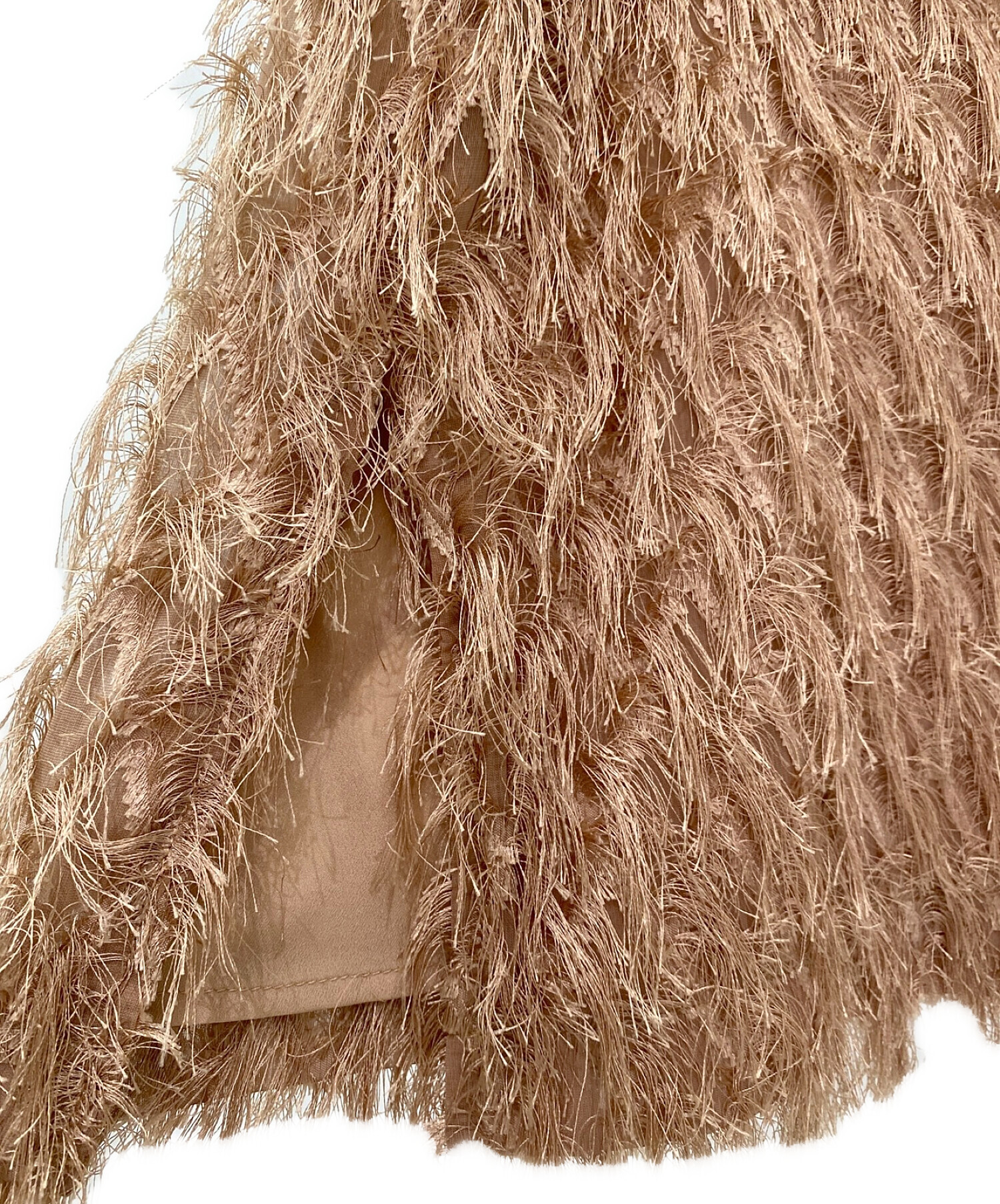 中古・古着通販】CLANE (クラネ) W FACE CROSS FRINGE TOPS - BEIGE 