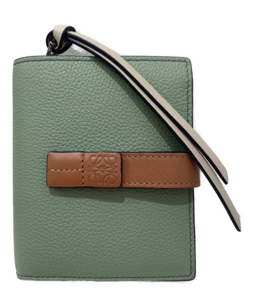 【ほぼ未使用】 ロエベ 二つ折り財布 コンパクト ジップウォレット ローズマリー 中古・古着通販】LOEWE (ロエベ) コンパクト ジップウォレット ローズ