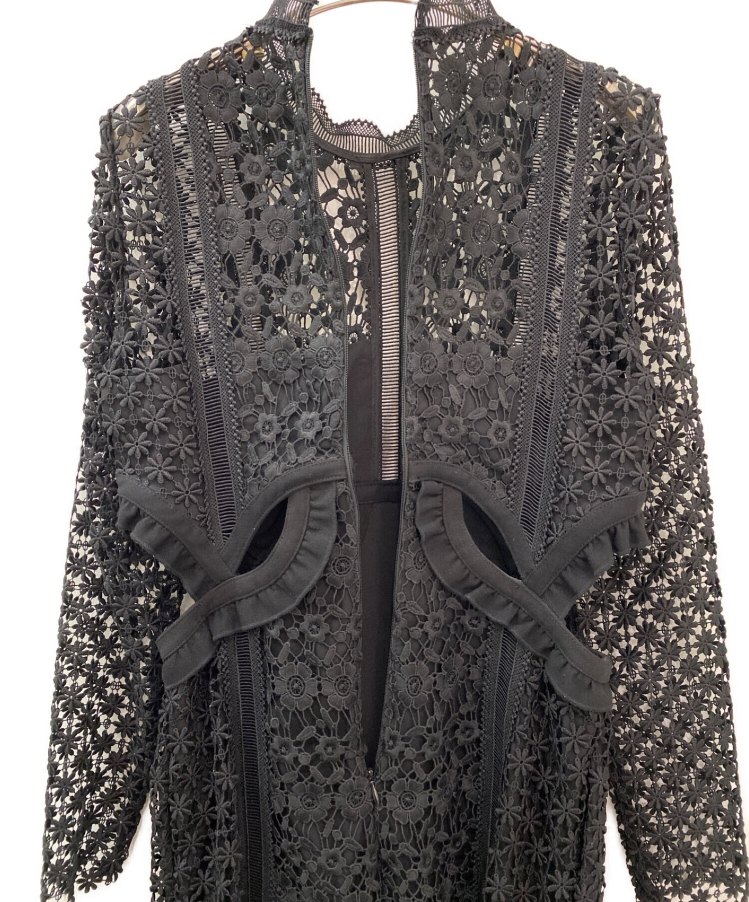 p*u様 セルフポートレイト ワンピース ギピュールレース 黒 UK8 未使用 中古・古着通販】SELF PORTRAIT (セルフ ポートレイト) レース