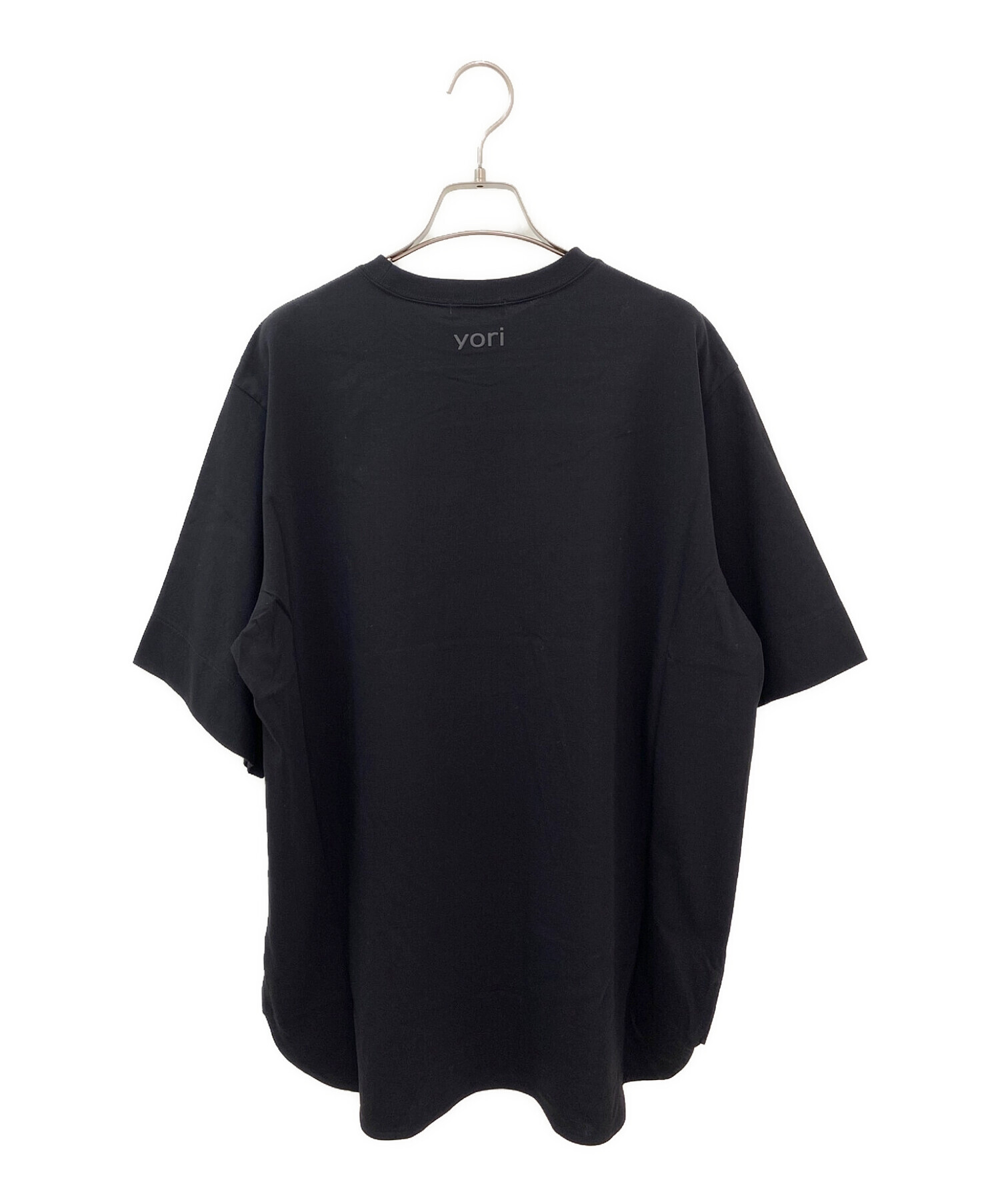 中古・古着通販】YORI (ヨリ) ヘムラウンドハーフロゴTee ブラック