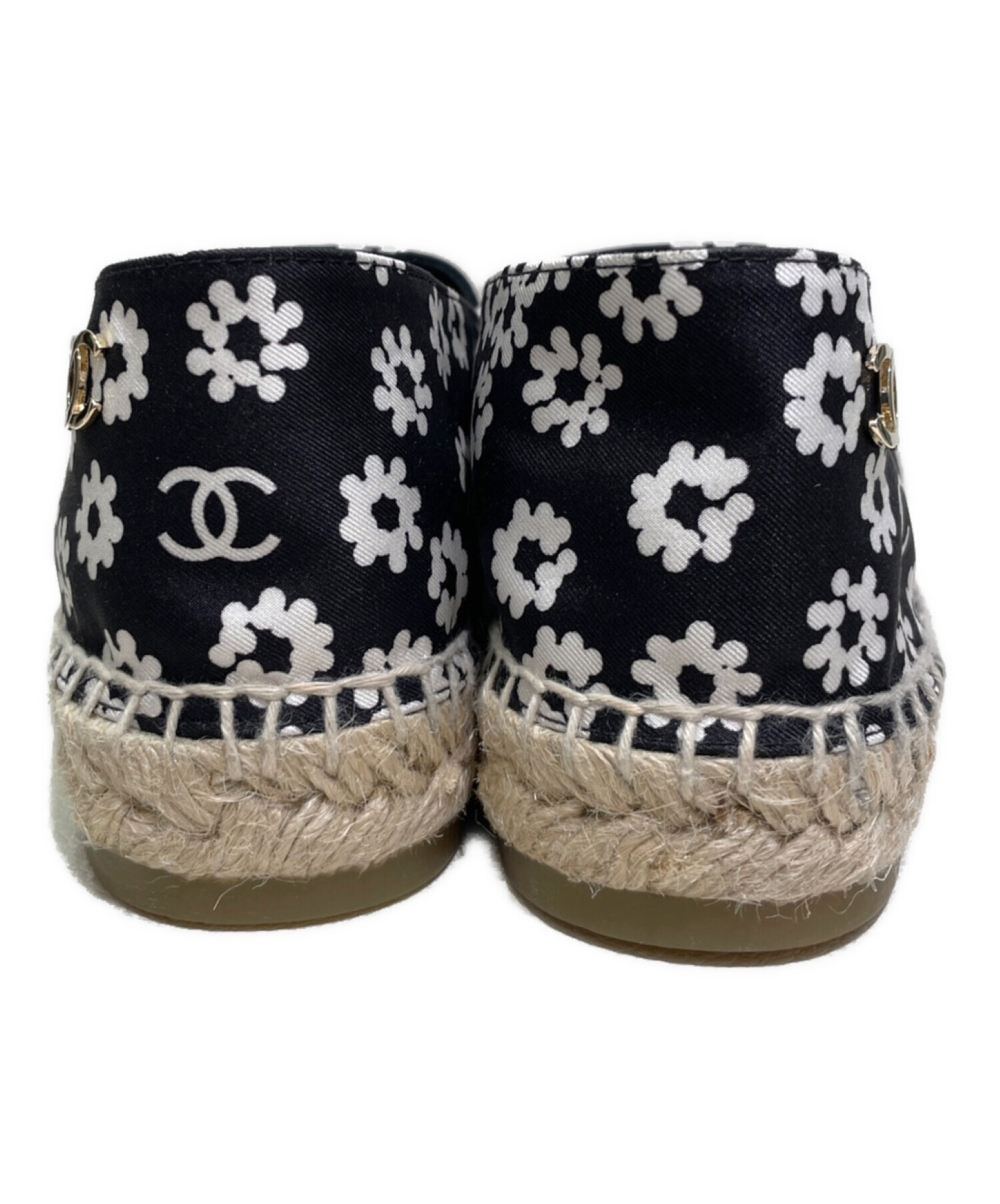 中古・古着通販】CHANEL (シャネル) 花柄エスパドリーユ ブラック