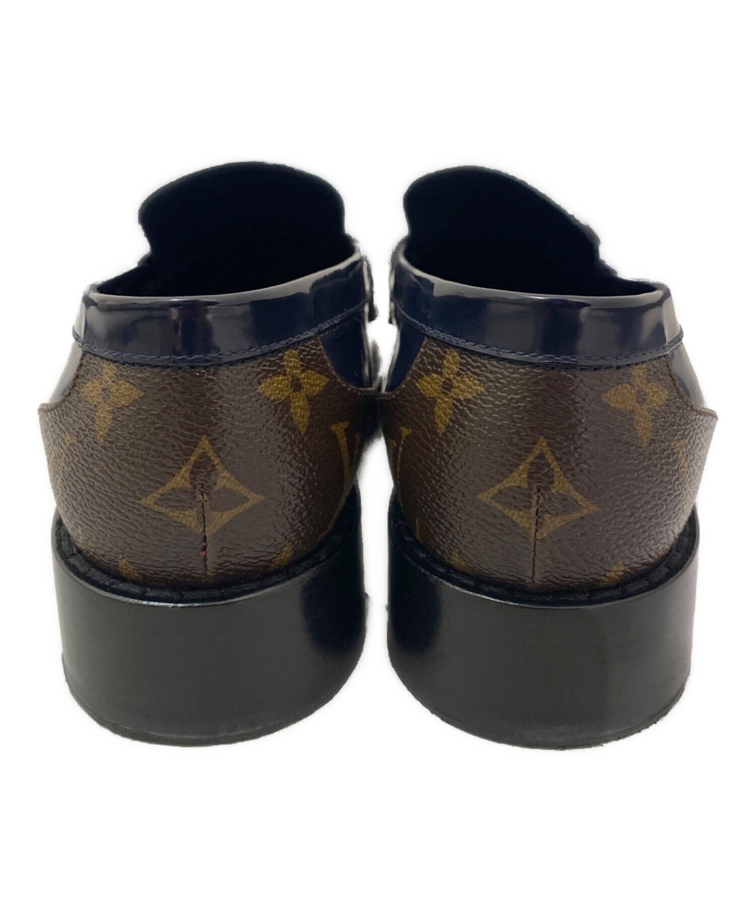 Louis Vuittonネイビーレザー ローファー 中古・古着通販】LOUIS VUITTON (ルイ ヴィトン) デザイン切替