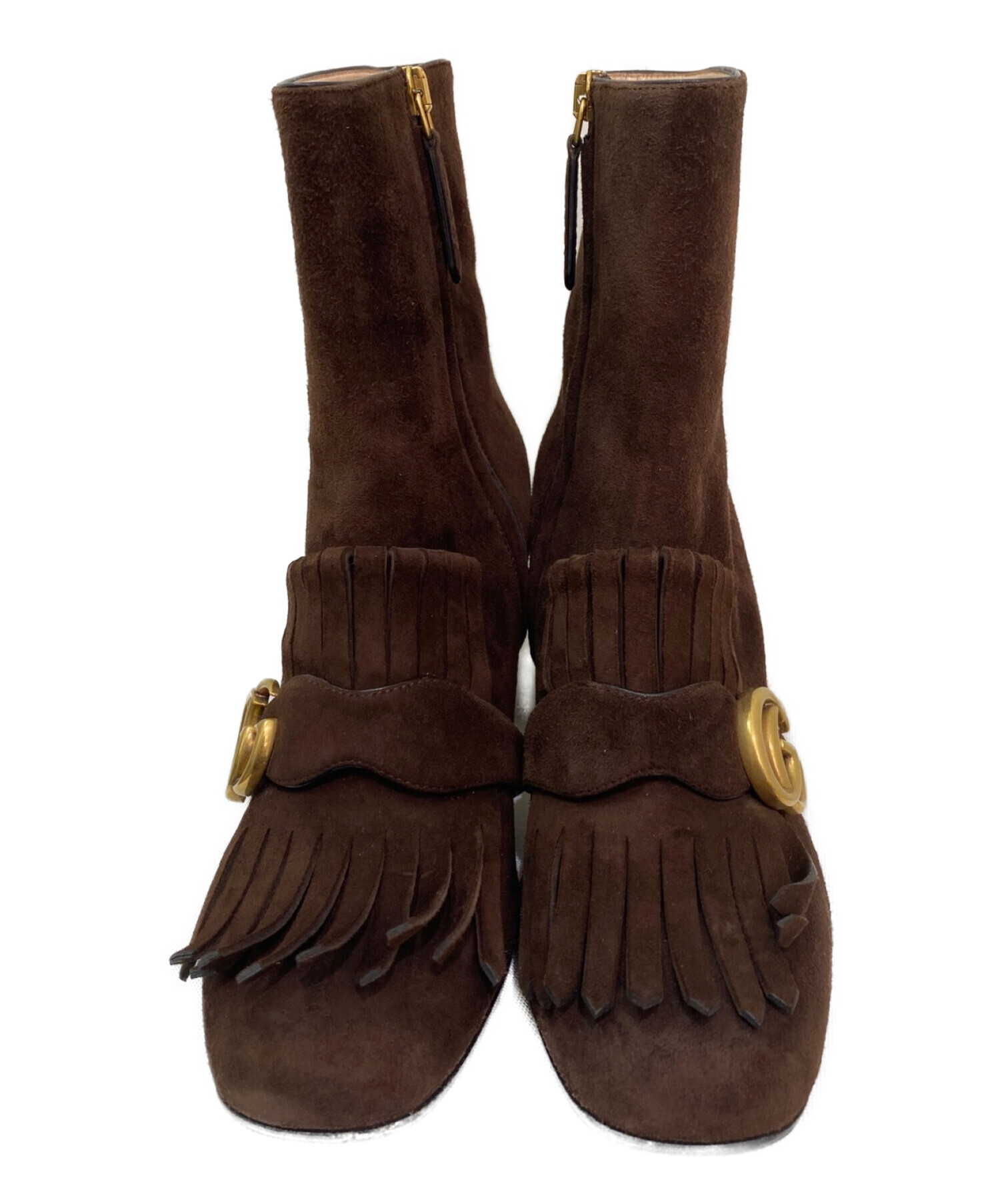 GUCCI グッチ フリンジ ブーツ 中古・古着通販】GUCCI (グッチ) ダブルG スエード フリンジ ショート
