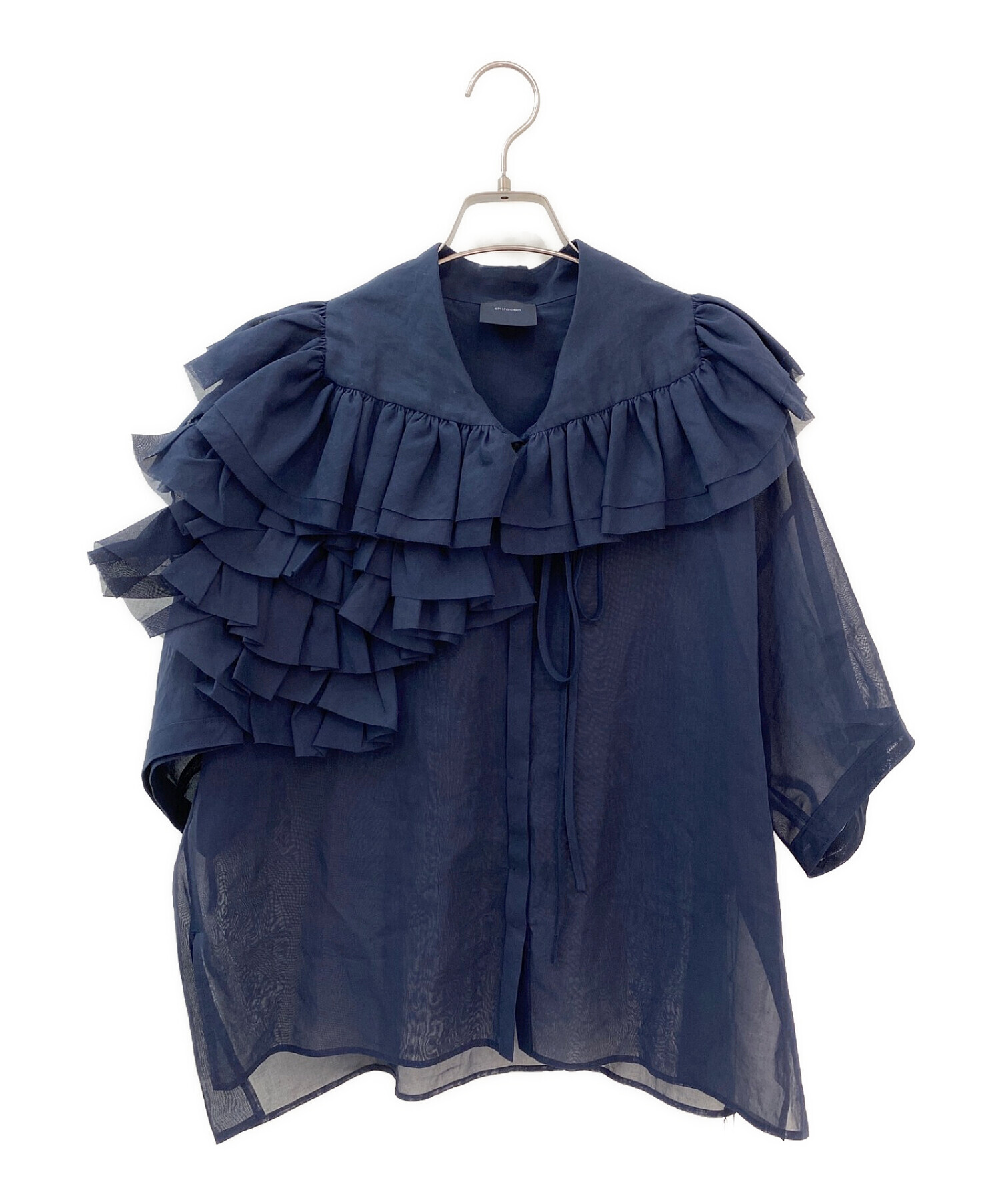 中古・古着通販】YORI (ヨリ) ダリアドレスシャツ ネイビー サイズ:36