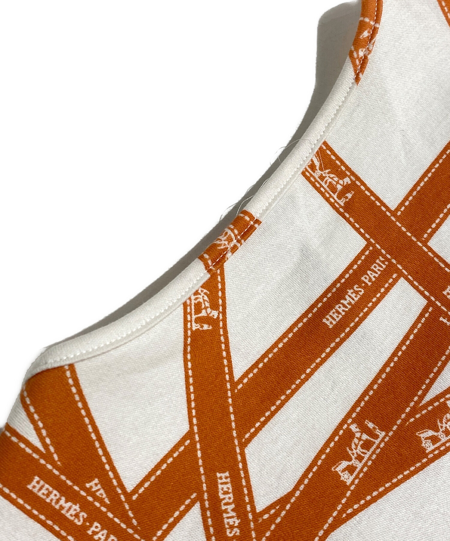 中古・古着通販】HERMES (エルメス) リボン柄Tシャツ ホワイト