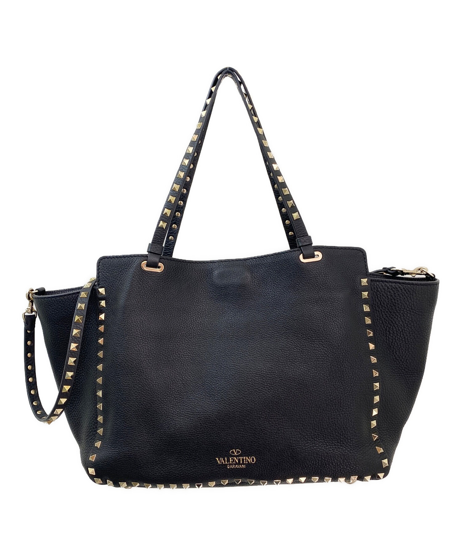 ヴァレンティノ　ロックスタッズ　レザー　2way ショルダーバッグ　トートバッグ 中古・古着通販】VALENTINO (ヴァレンティノ) ロックスタッズ2way