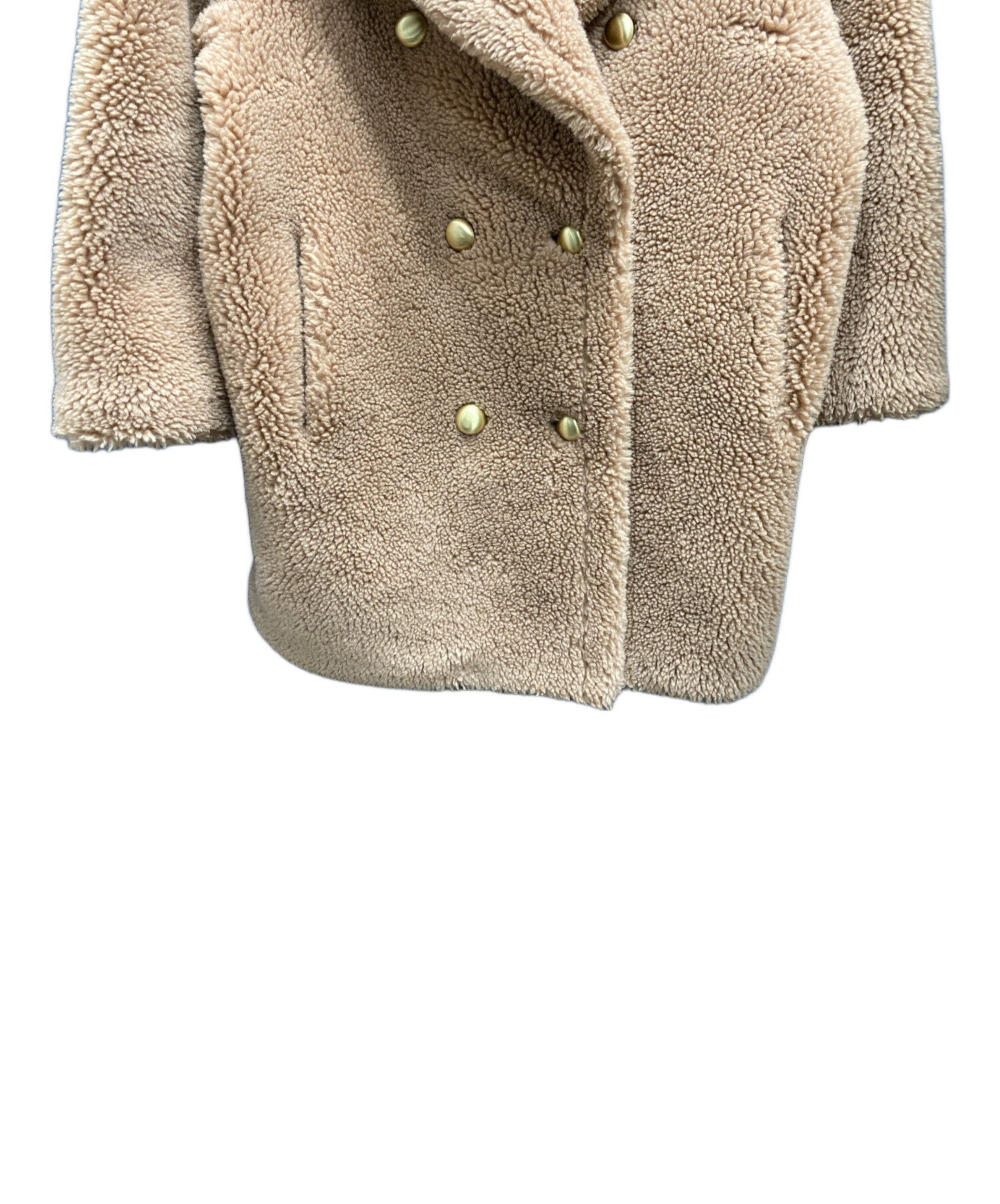 allureville ウールMIXボアピーコート ウール混合ファー付きピーコート