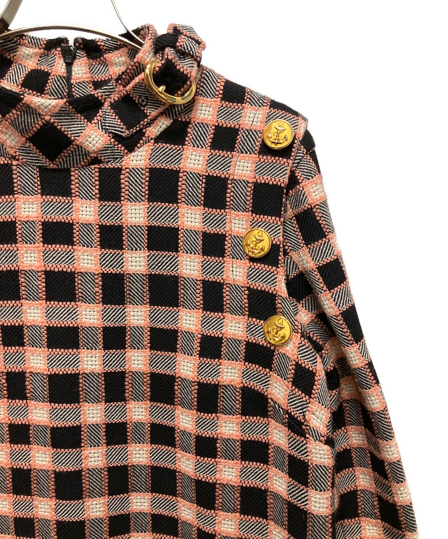 中古・古着通販】GUCCI (グッチ) チェックファーコート ピンク サイズ