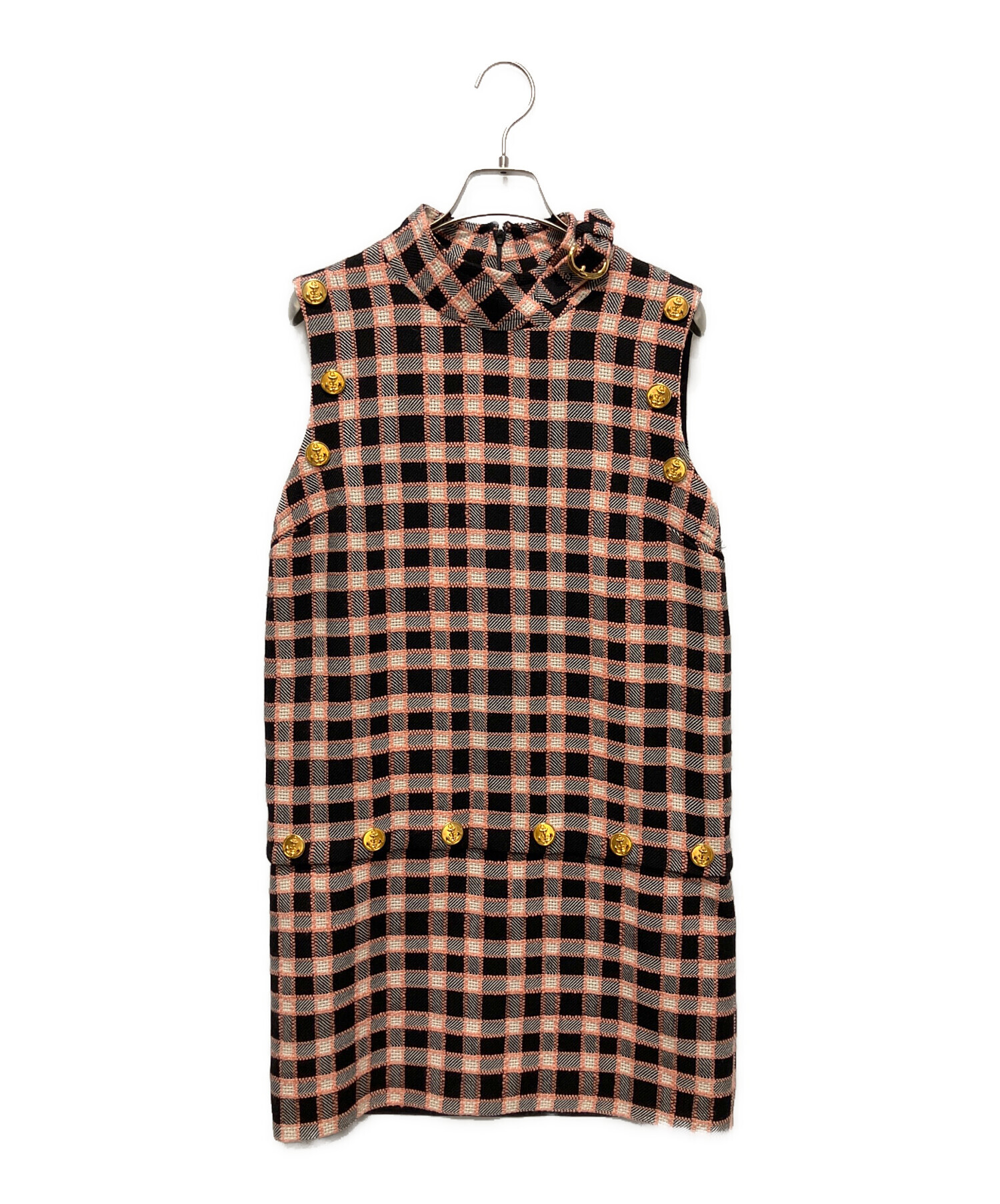 中古・古着通販】GUCCI (グッチ) チェックファーコート ピンク サイズ