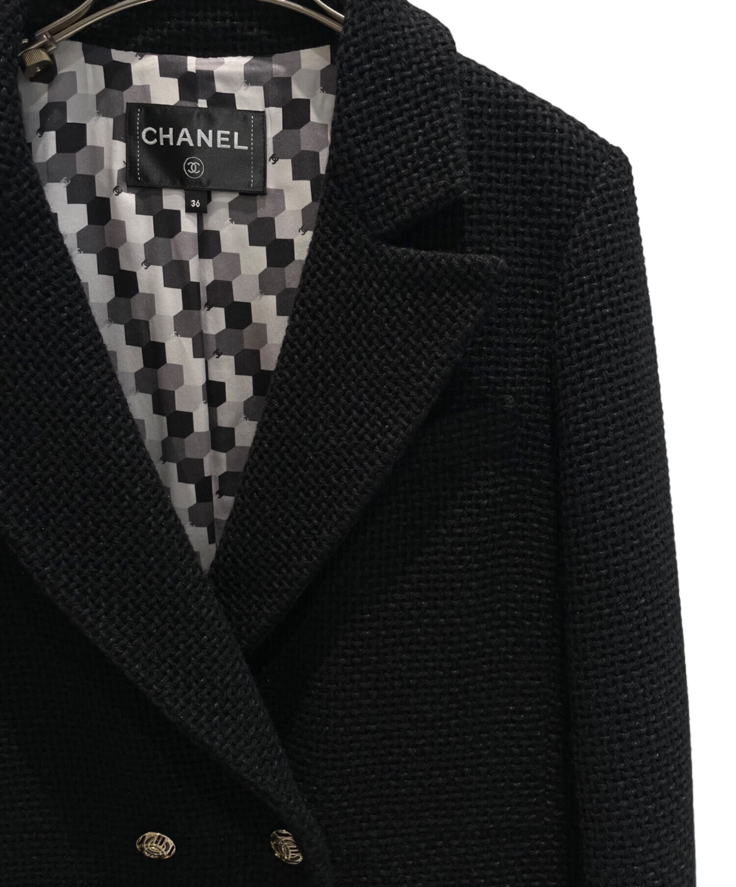 中古・古着通販】CHANEL (シャネル) ココボタンツイードダブルコート