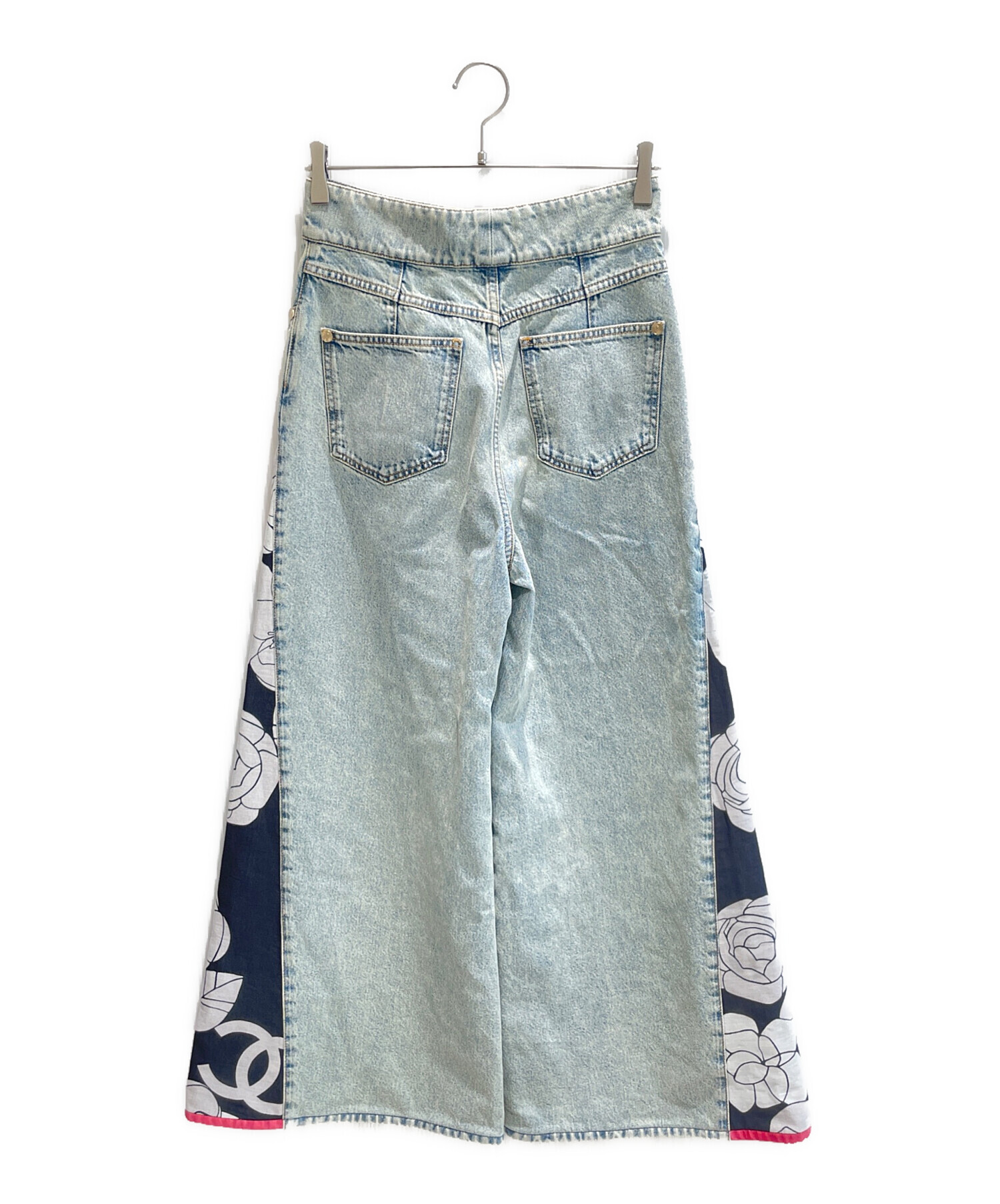 中古・古着通販】CHANEL (シャネル) カメリアワイドデニムパンツ